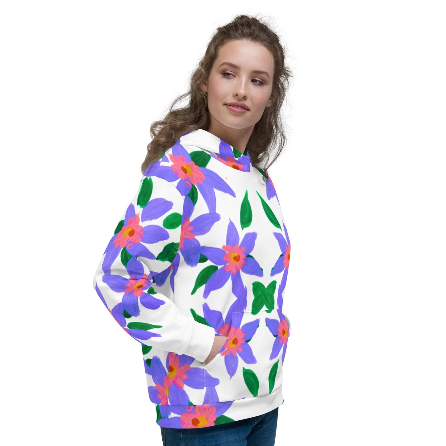 Purple Lilies Unisex Hoodie,floral hoodie,hoodie with pocket,nature hoodie,trending hoodie,pullover hoodie,comfy hoodie