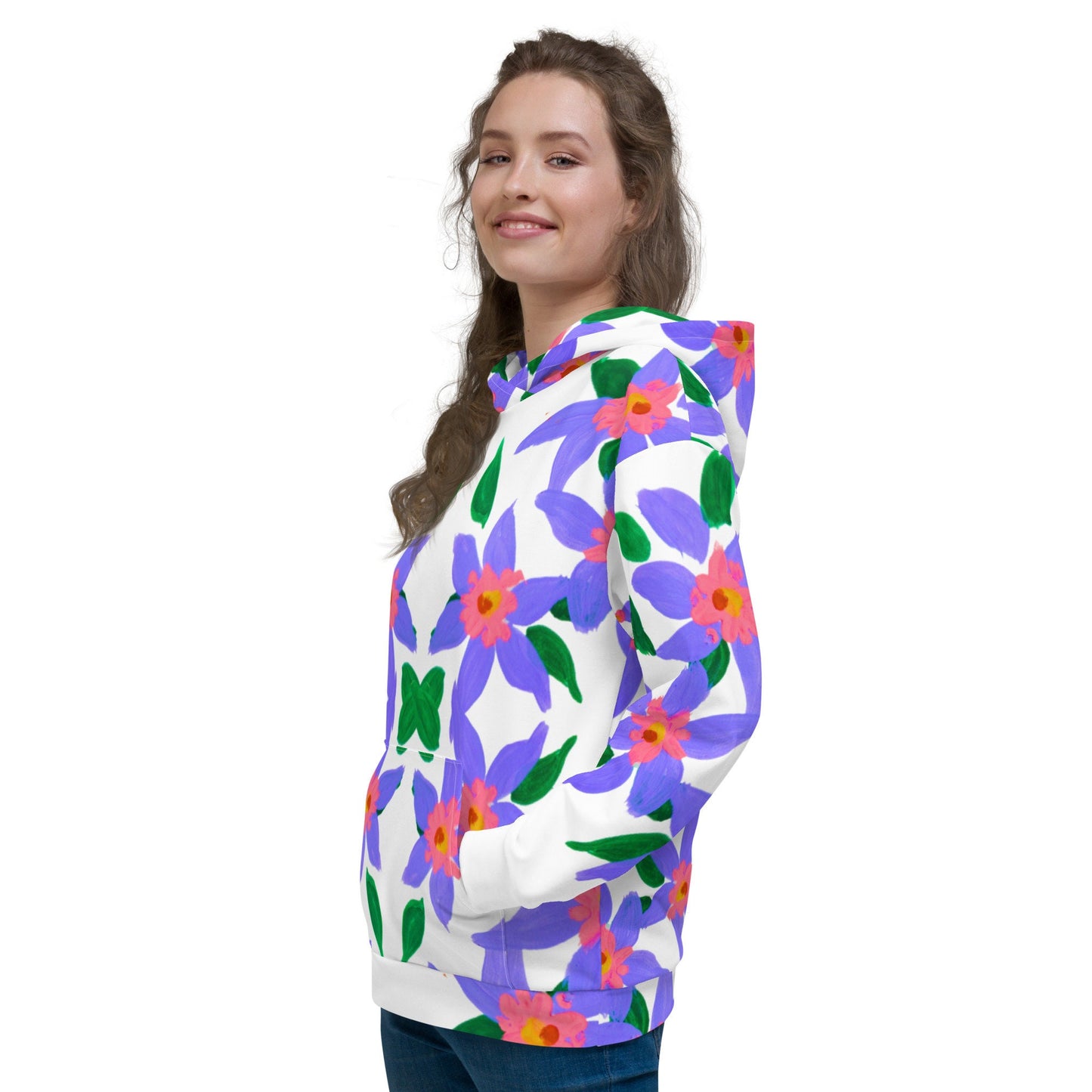 Purple Lilies Unisex Hoodie,floral hoodie,hoodie with pocket,nature hoodie,trending hoodie,pullover hoodie,comfy hoodie