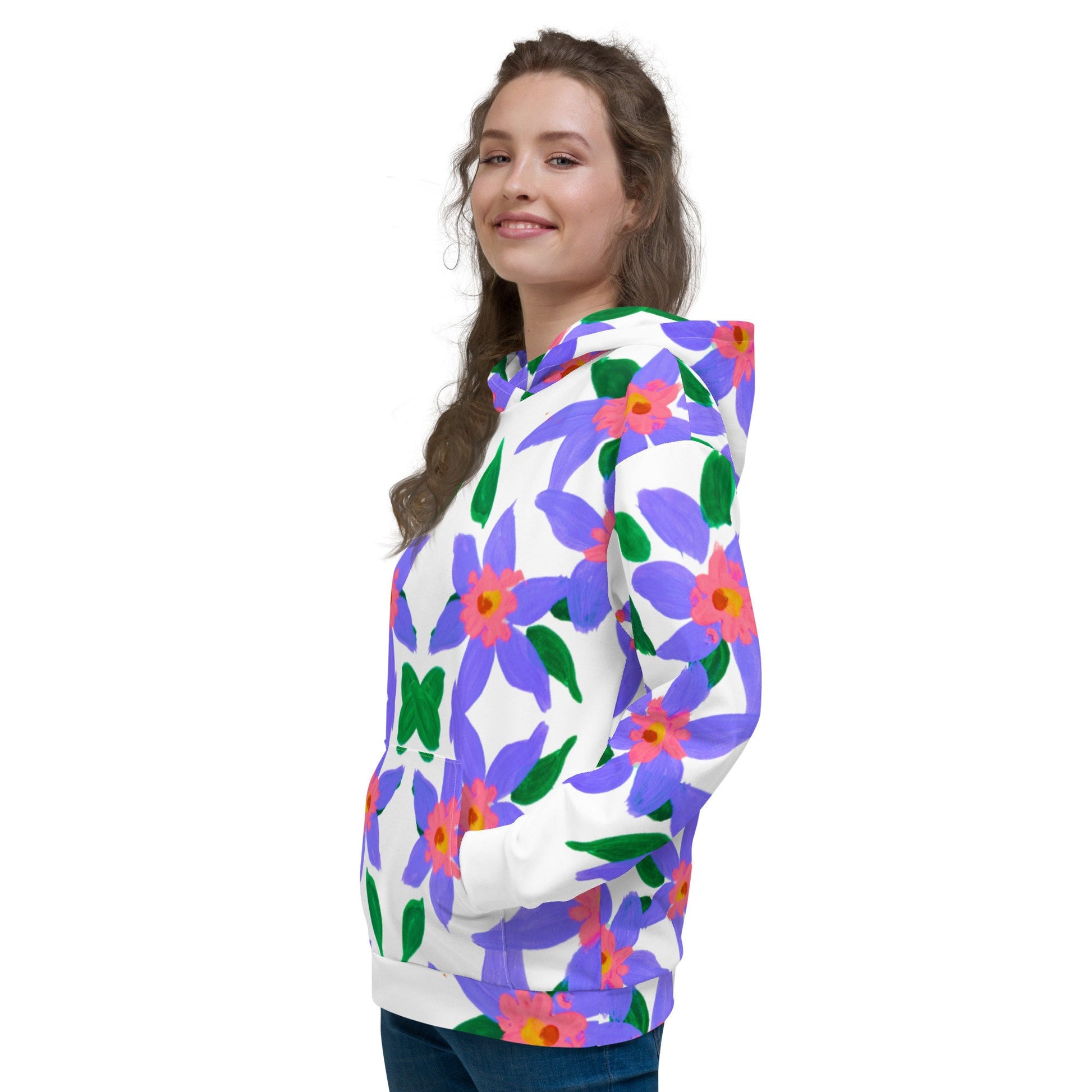 Purple Lilies Unisex Hoodie,floral hoodie,hoodie with pocket,nature hoodie,trending hoodie,pullover hoodie,comfy hoodie