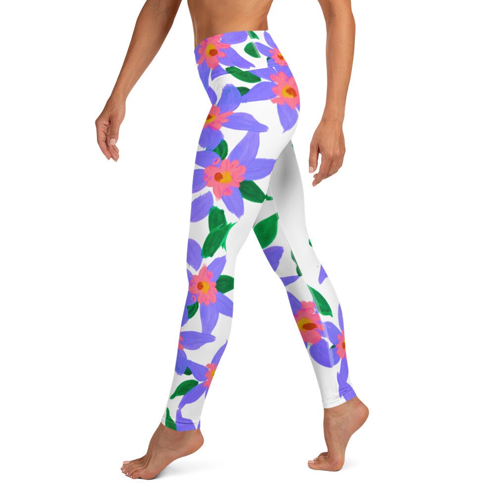 Purple Lilies Yoga Leggings,floral leggings,fitness leggings,workout leggings,colorful leggings,nature lovers gift,high waist leggings