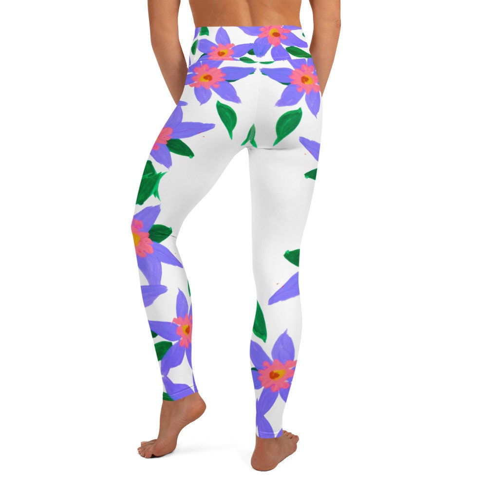 Purple Lilies Yoga Leggings,floral leggings,fitness leggings,workout leggings,colorful leggings,nature lovers gift,high waist leggings