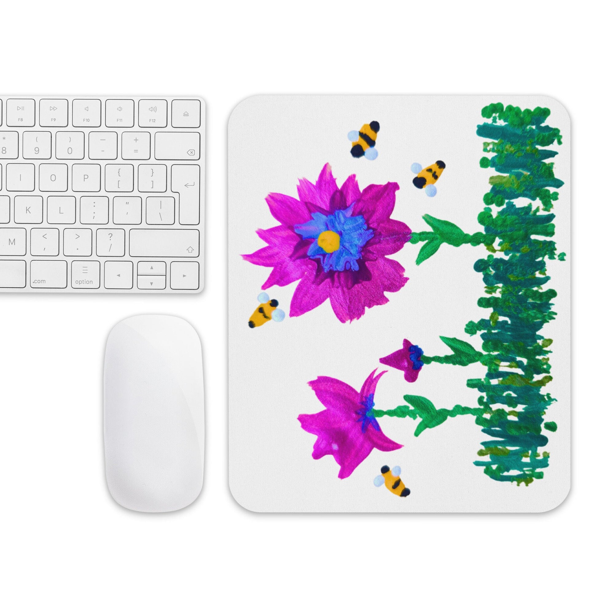 Pink and Blue Floral Mousepad,gaming mousepad,girly mousepad,gift for nerds,aesthetic mousepad,desk accessaries,colorful mouse pad