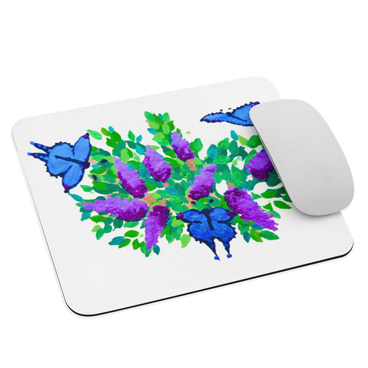 Blue Butterfly Floral Mousepad,nature lover gift,work from home,gift for nerds,gaming mousepad,floral decor,aesthetic mousepad