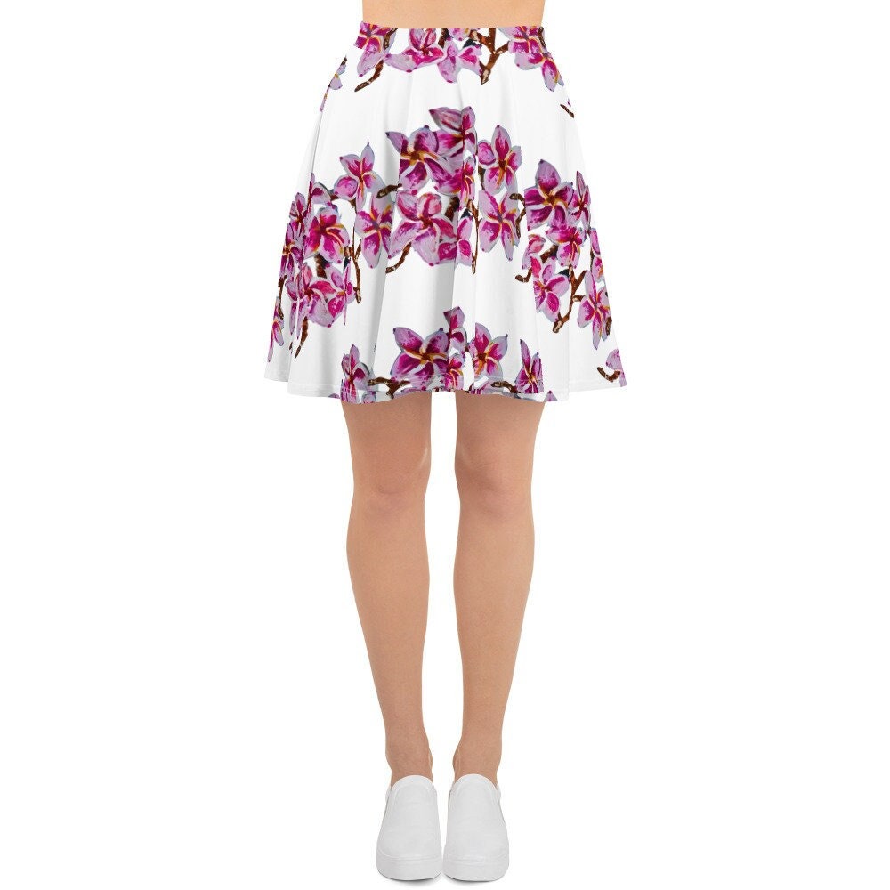 Cherry Blossom Flared Skirt,ruffle skirt,pleated skirt,flowy skirt,plus size skirt,elastic waist skirt,floral skirt