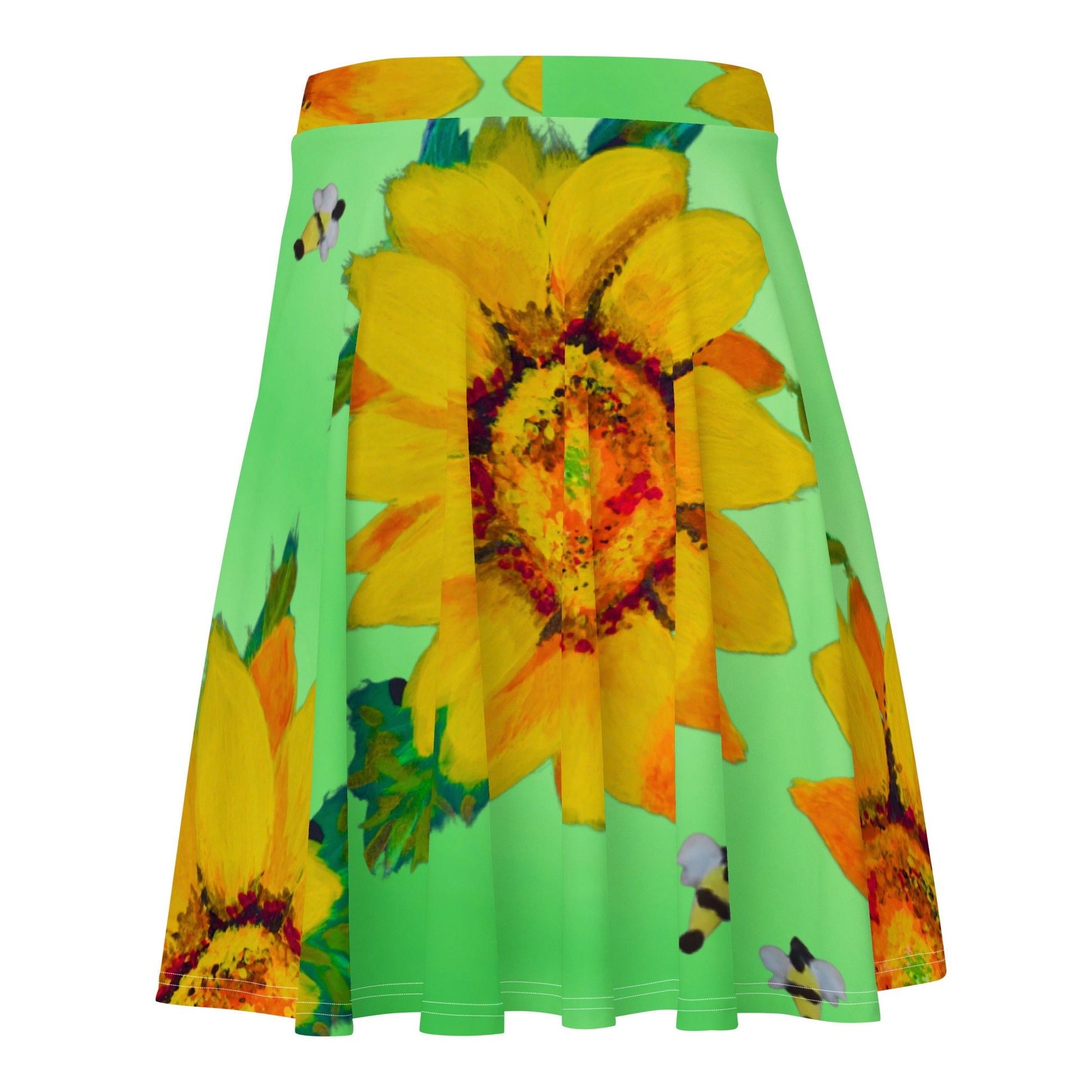 Sunflower Skirt,floral skirts,gift for sisters,pleated skirt,ruffle skirt,flowy skirt,flower skirt,office skirt,elastic waist