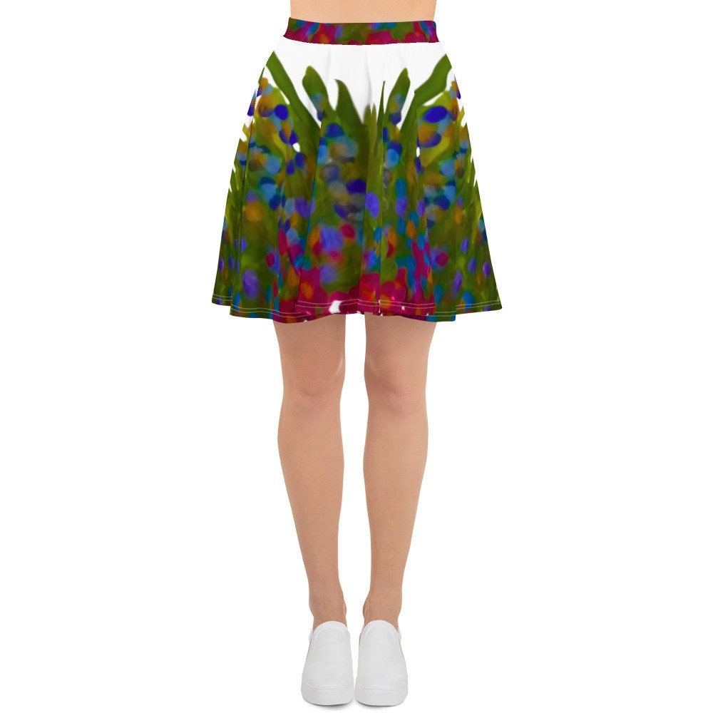 Wildflower Skirt,elastic waist skirt,floral skirt,colorful skirt,plus size,pleated skirt,office skirt