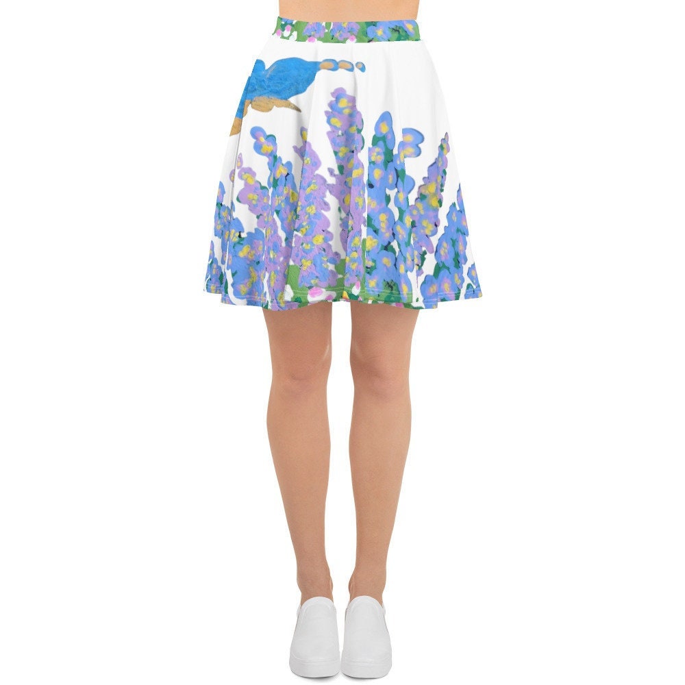 Pastel Skirt,butterfly,pastel watercolor,floral skirt,flower skirt,colorful skirt,botanical skirt,flared skirt