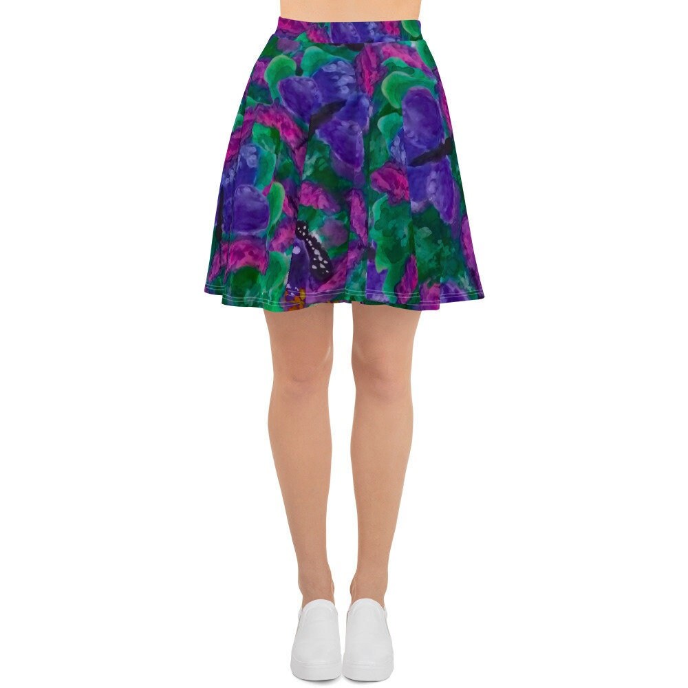 Colorful Butterfly Skirt,knee length skirt,elastic waist skirt,office skirt,floral skirt,plus size,flowy skirt,cute skirt