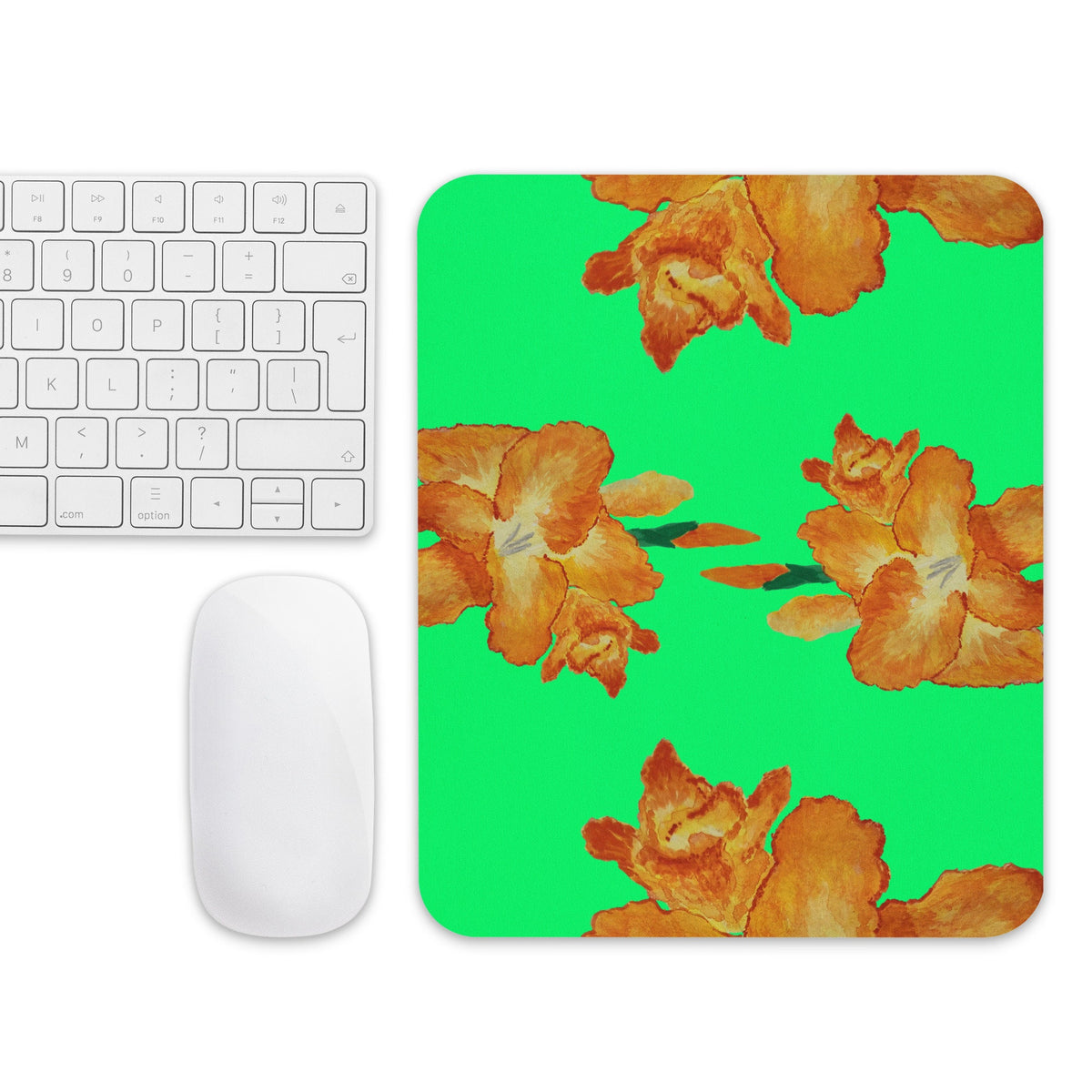 Gladiolus Floral Mouse Pad,wildflower mousepad,green mousepad,yellow flower,desk decor,botanical mousepad,desk accessories,cute mousepad
