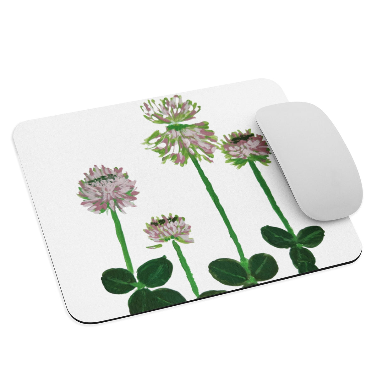 White Clover Floral Mousepad,unique mousepad,desk accessories,work from home,plant mousepad,botanical mousepad,gifts for nerds,gift under 20