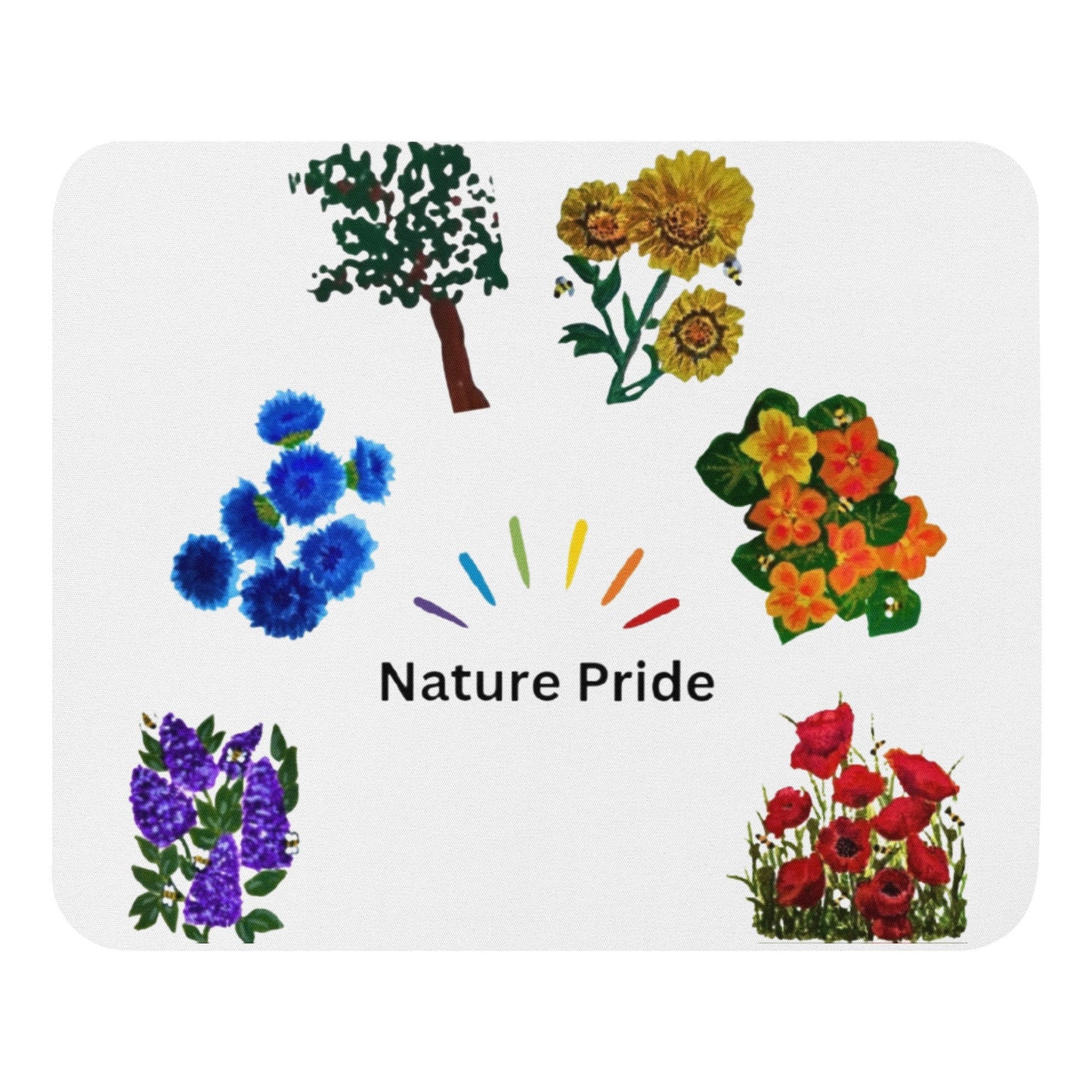 Nature Pride Mousepad,LGBTQ gift,gifts for nerds,work from home,gift under 20,aesthetic mousepad,floral mousepad,colorful mousepad