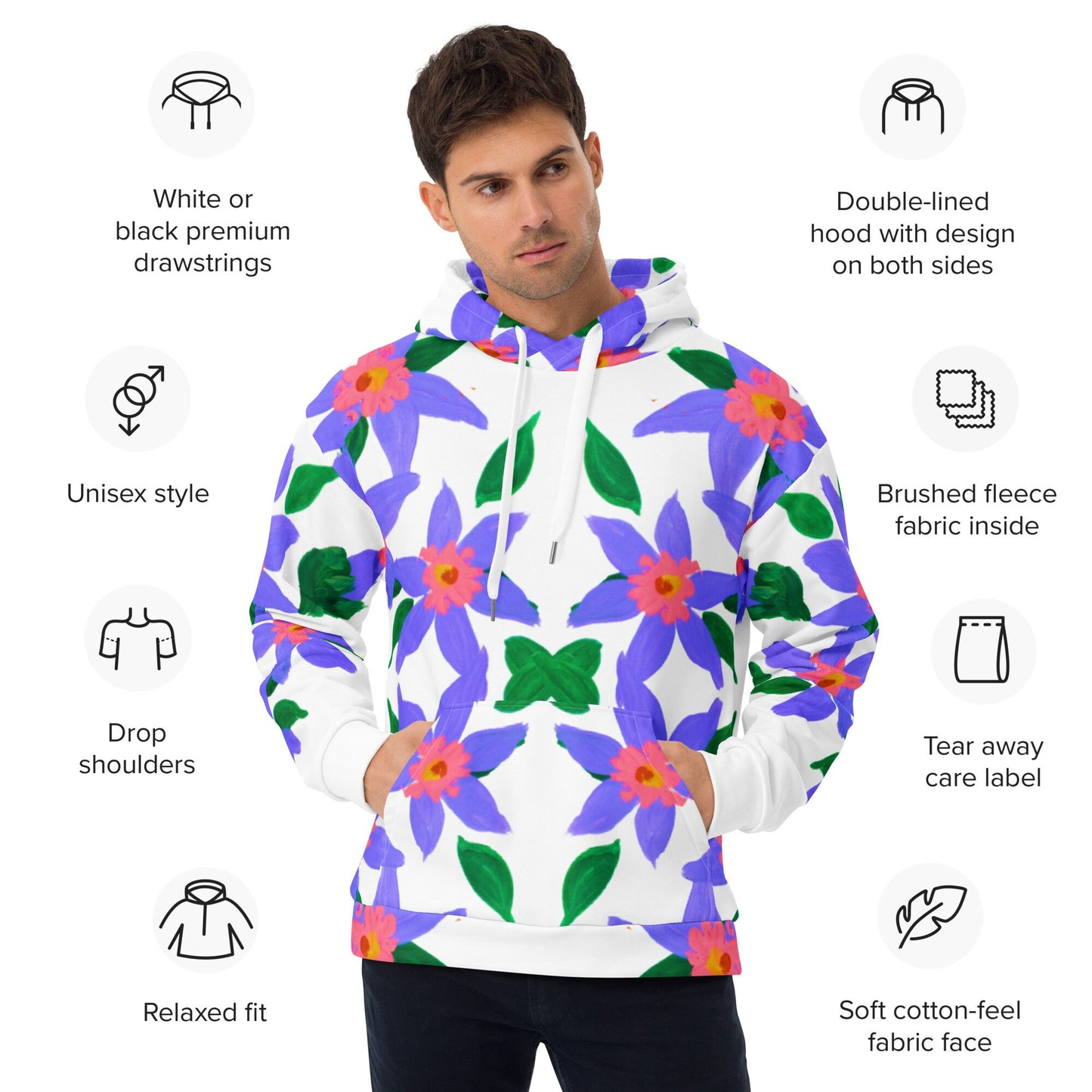 Purple Lilies Unisex Hoodie,floral hoodie,hoodie with pocket,nature hoodie,trending hoodie,pullover hoodie,comfy hoodie