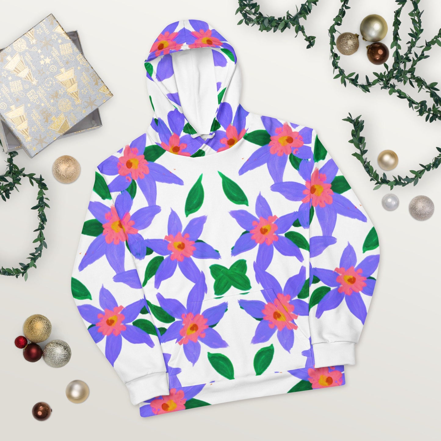 Purple Lilies Unisex Hoodie,floral hoodie,hoodie with pocket,nature hoodie,trending hoodie,pullover hoodie,comfy hoodie