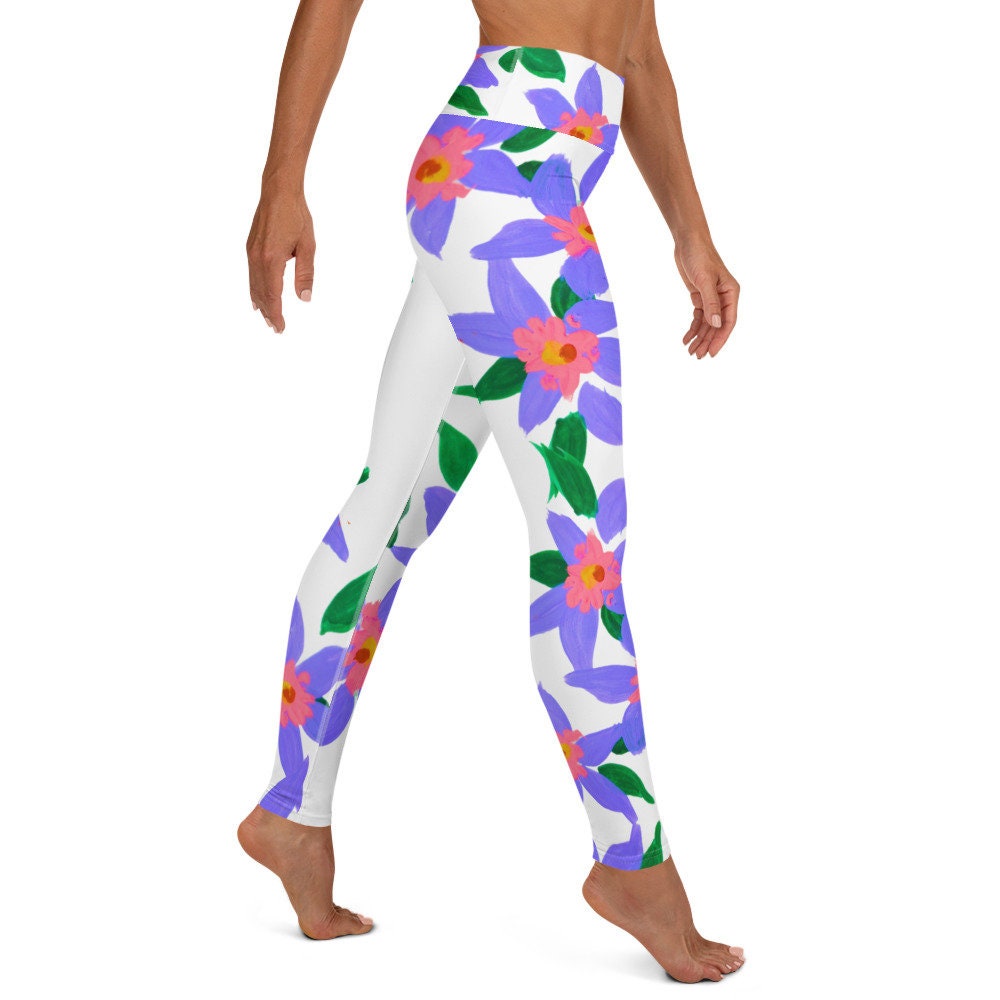 Purple Lilies Yoga Leggings,floral leggings,fitness leggings,workout leggings,colorful leggings,nature lovers gift,high waist leggings