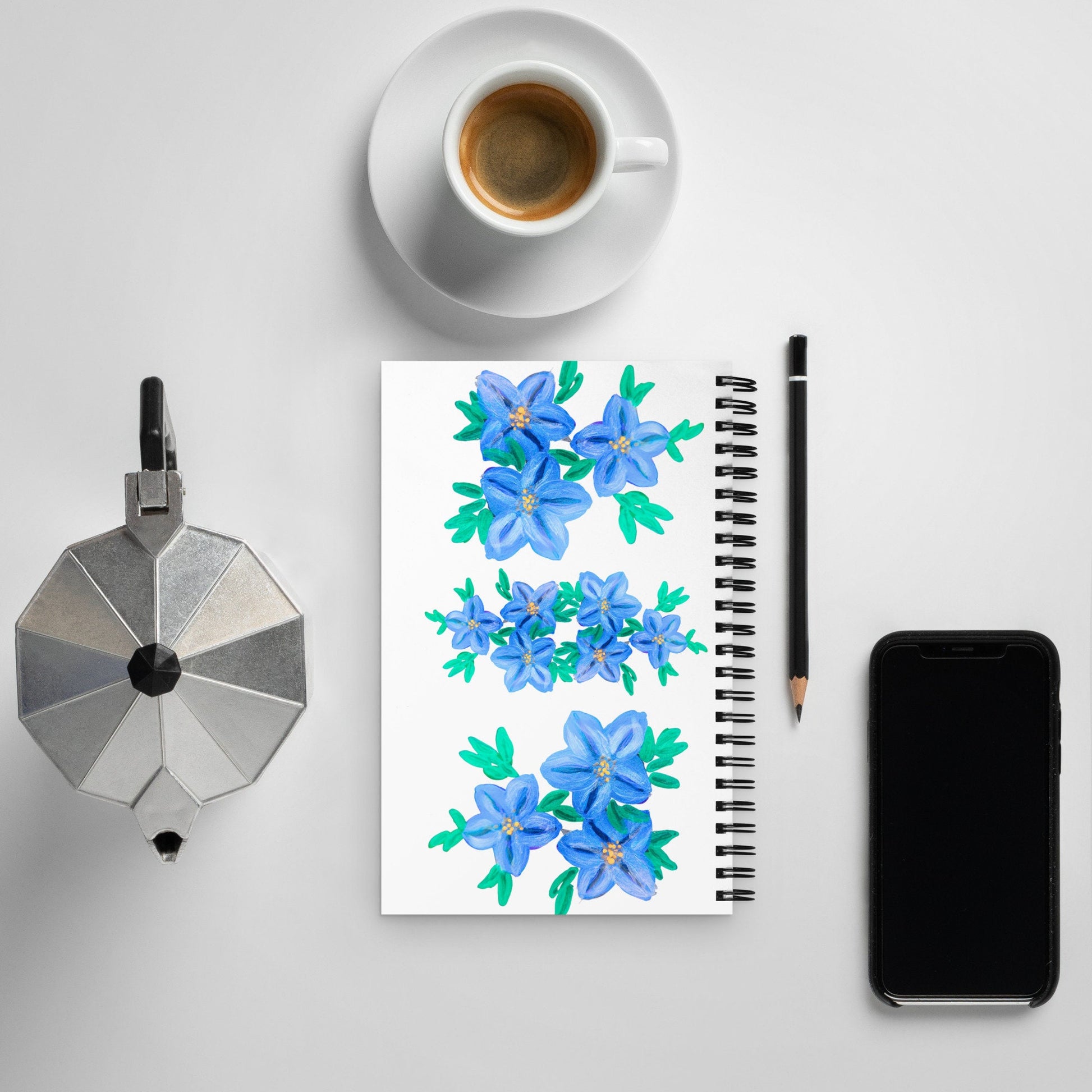 Forget Me Not Spiral Notebook,dream journal,lined notebook,manifesting journal,minimalist journal,gardening journal