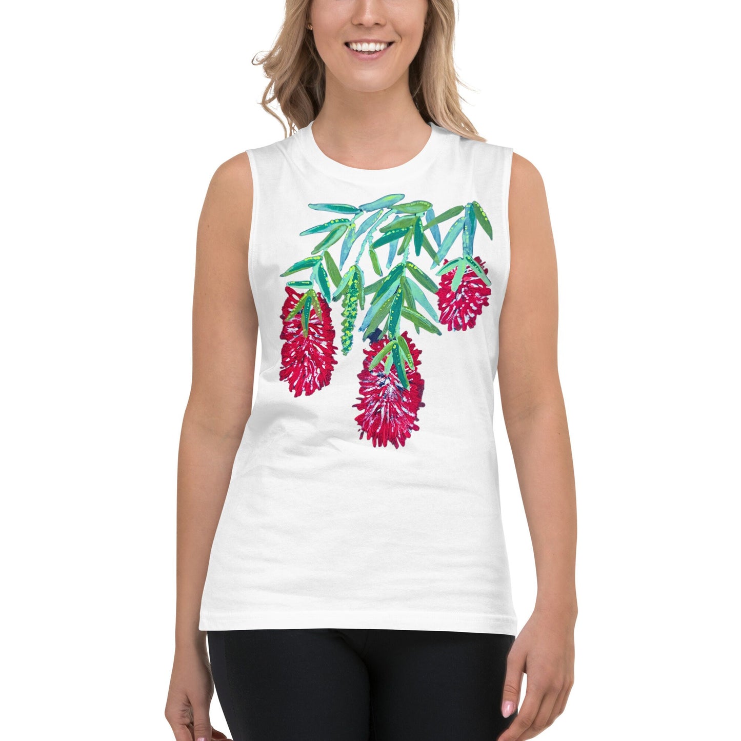 Red flower top,floral shirt,botanical shirt,spring shirt,plants shirt,womens summer tshirt,flower style top,painted floral shirt.