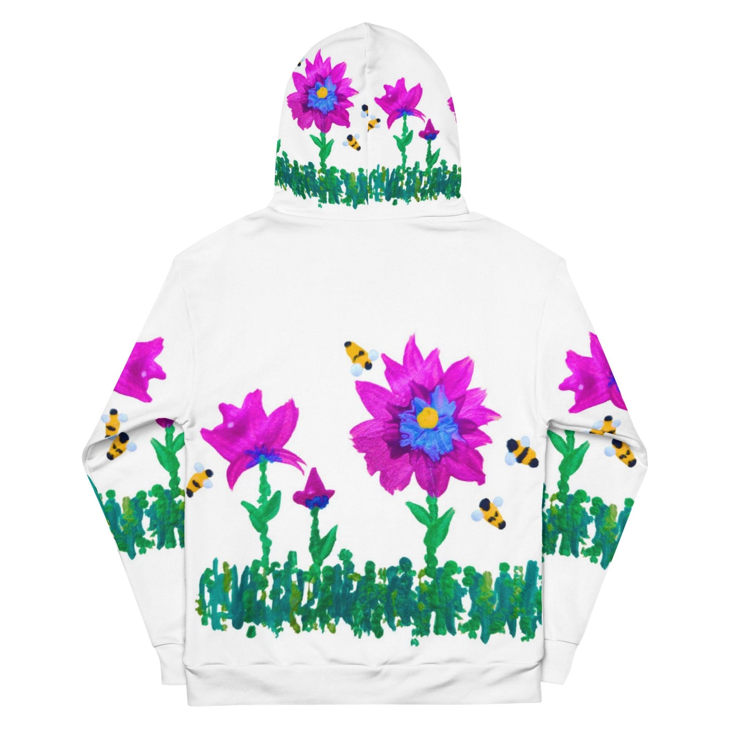 Pink and Blue Floral Unisex Hoodie,hoodie with pocket,pullover hoodie,hippie hoodie,comfy hoodie,trending hoodie,street wear hoodie