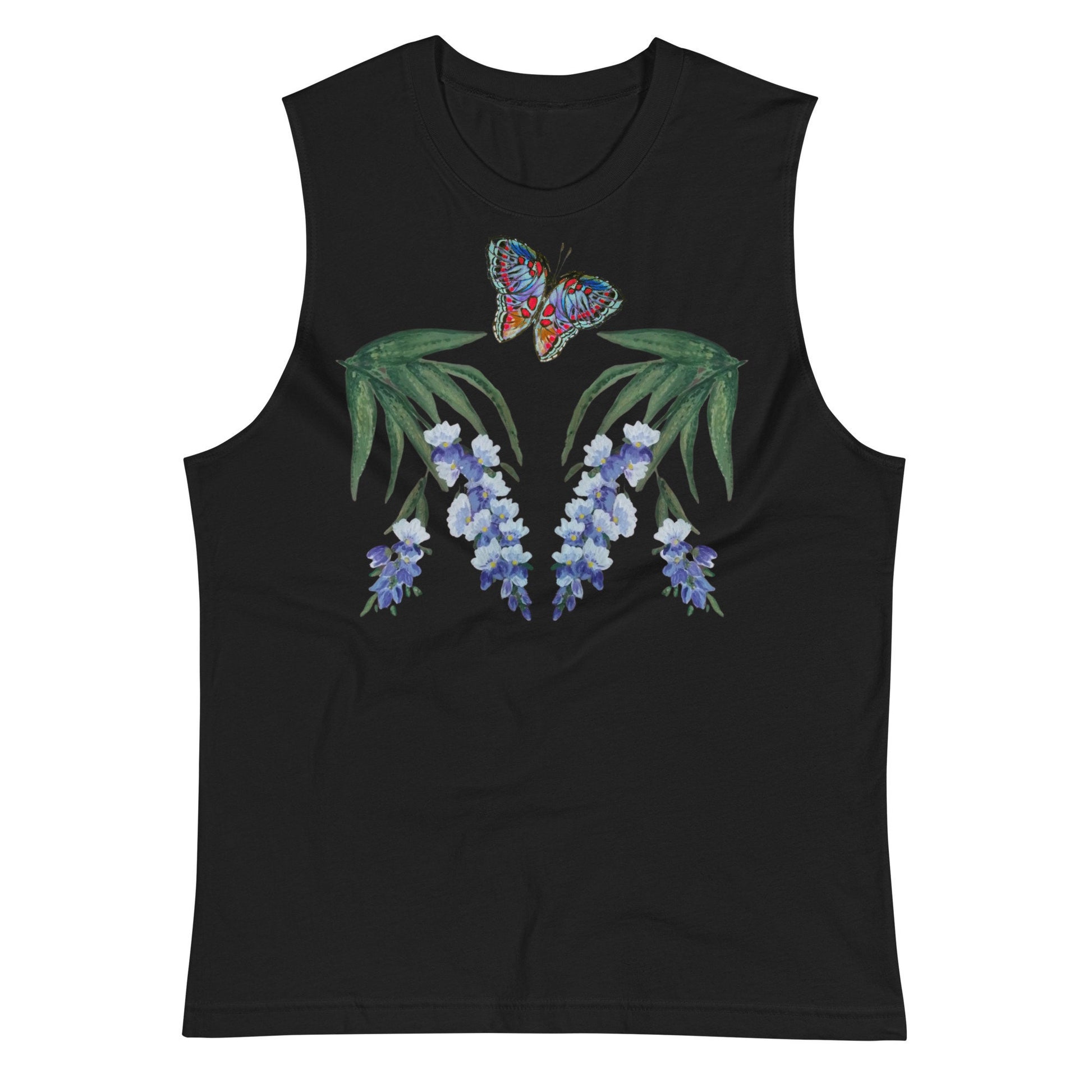 Monarch Wisteria Shirt,wildflowers shirt,botanical shirt,butterfly top,painted floral shirt,plants shirt,pastel colors