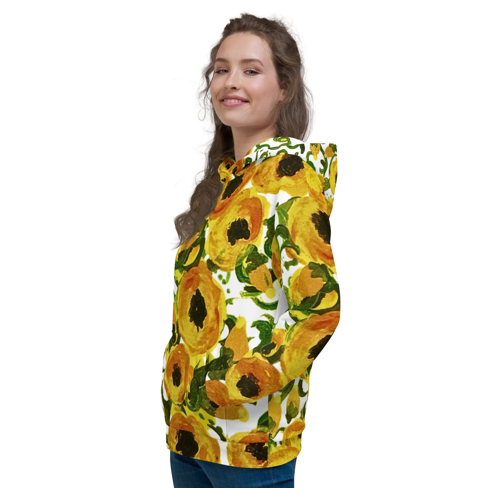 Yellow Love Unisex Hoodie,hoodie with pocket,floral hoodie,pullover hoodie,trendy hoodie,comfy hoodie,college hoodie