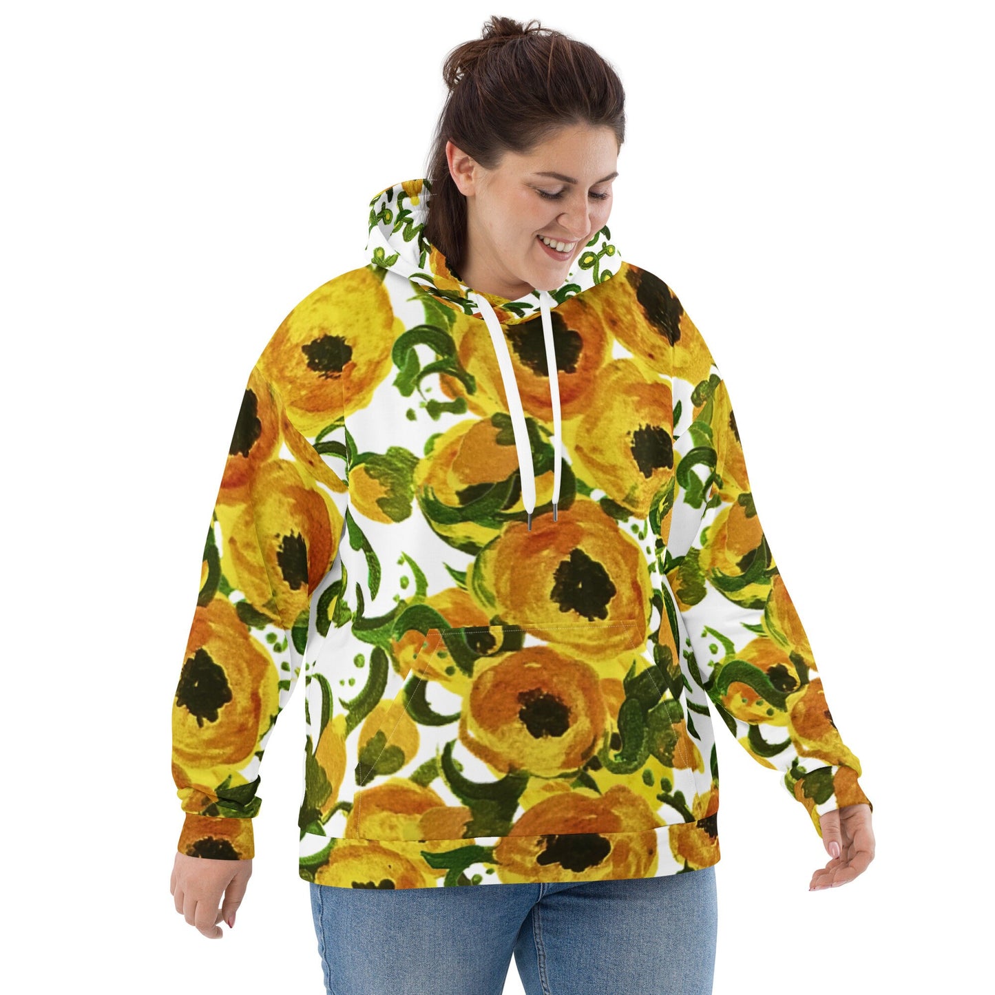 Yellow Love Unisex Hoodie,hoodie with pocket,floral hoodie,pullover hoodie,trendy hoodie,comfy hoodie,college hoodie