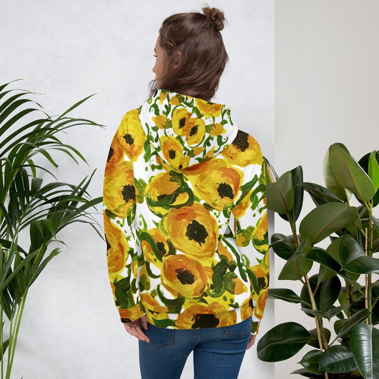 Yellow Love Unisex Hoodie,hoodie with pocket,floral hoodie,pullover hoodie,trendy hoodie,comfy hoodie,college hoodie