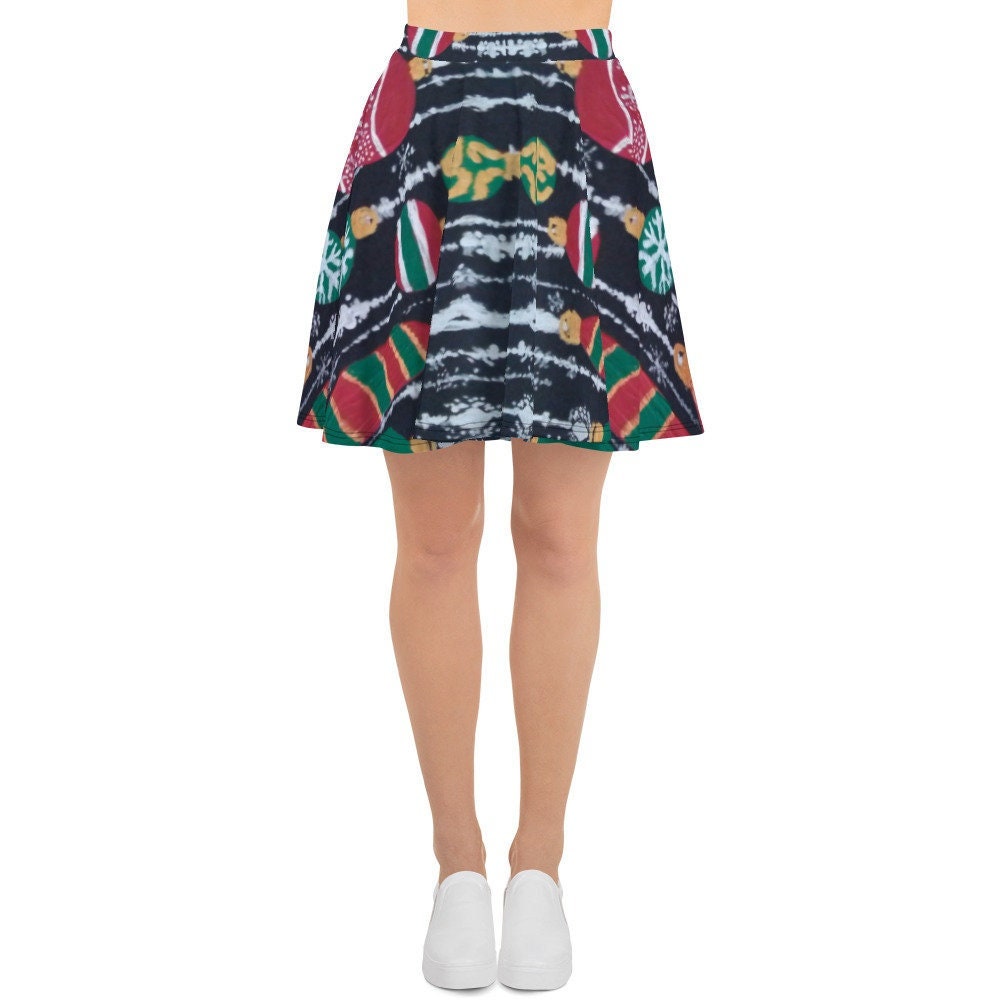 Holiday Skater Skirt,elastic waist skirt,plus size skirt,colorful skirt,cute skirt,christmas skirt,flared skirt