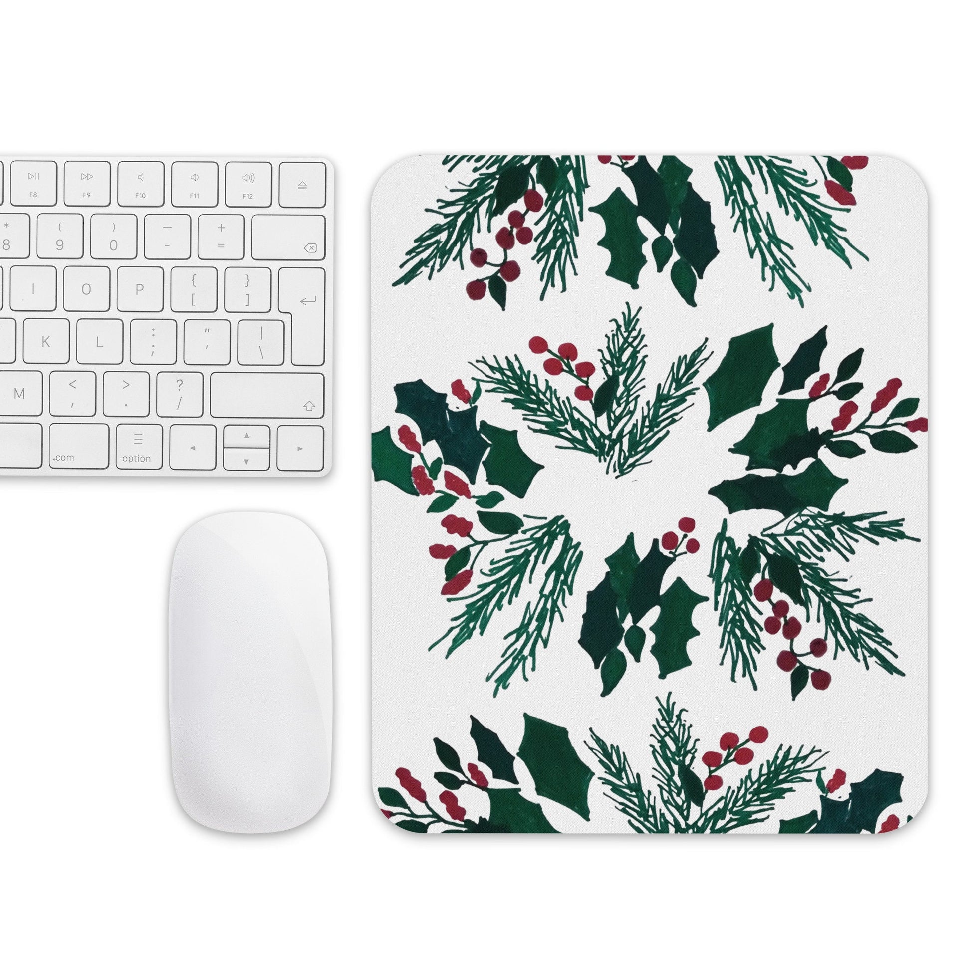 Holly Wreath Mousepad,floral mousepad,aesthetic mousepad,holiday mousepad,desk accessories,gifts for nerds,work from home,botanical mousepad