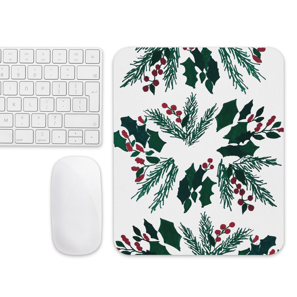 Holly Wreath Mousepad,floral mousepad,aesthetic mousepad,holiday mousepad,desk accessories,gifts for nerds,work from home,botanical mousepad