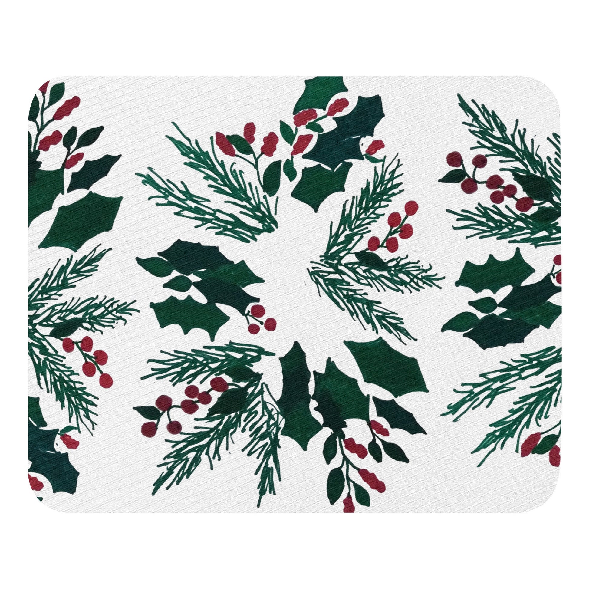 Holly Wreath Mousepad,floral mousepad,aesthetic mousepad,holiday mousepad,desk accessories,gifts for nerds,work from home,botanical mousepad