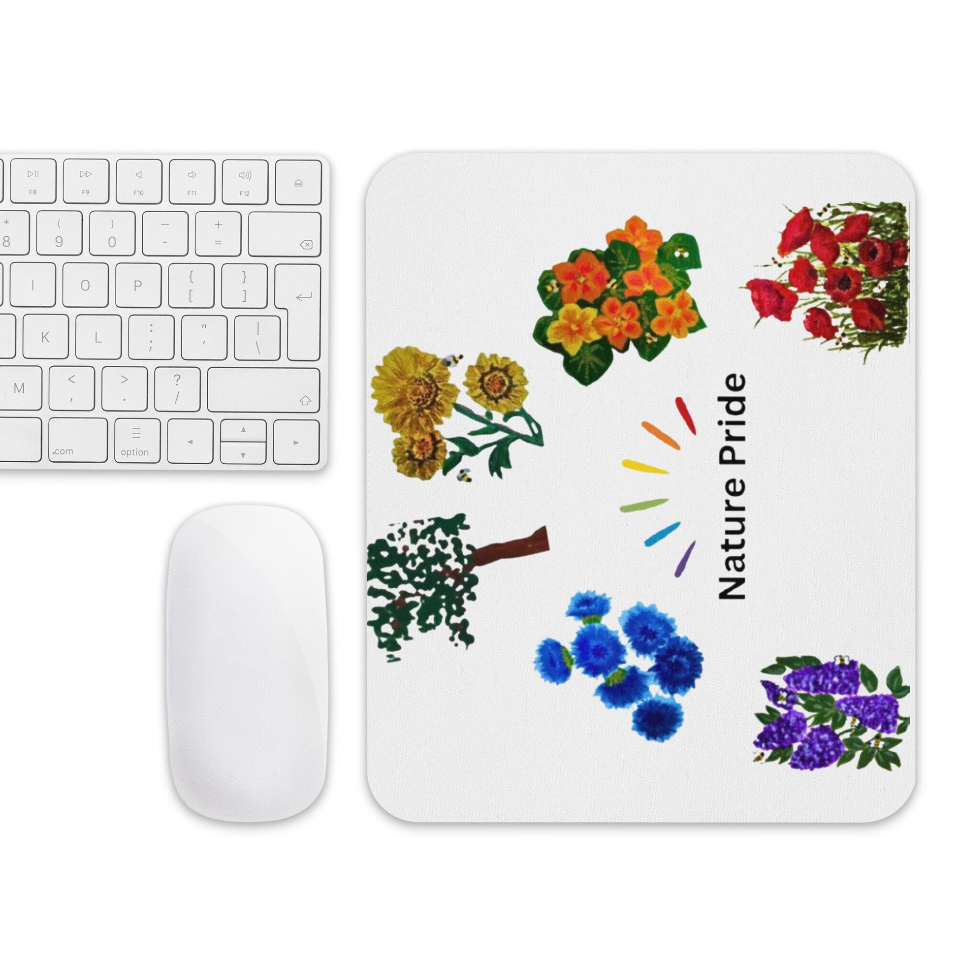 Nature Pride Mousepad,LGBTQ gift,gifts for nerds,work from home,gift under 20,aesthetic mousepad,floral mousepad,colorful mousepad