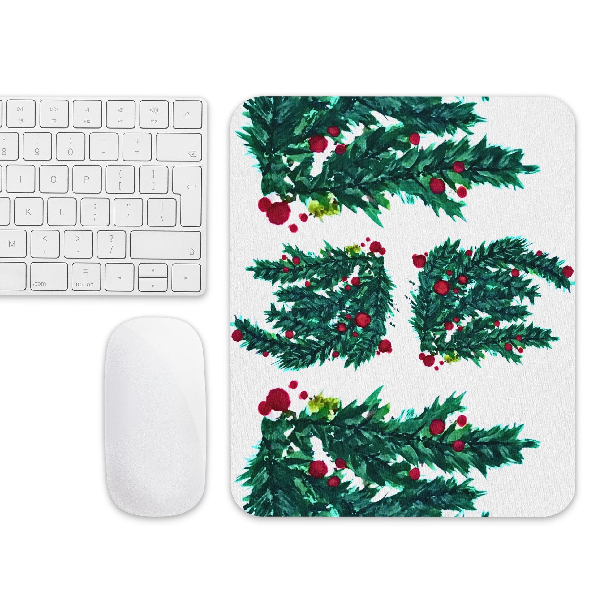 Tree Holly Holiday Mousepad,christmas mousepad,aesthetic mousepad,plant mousepad,gifts for nerds,botanical mousepad
