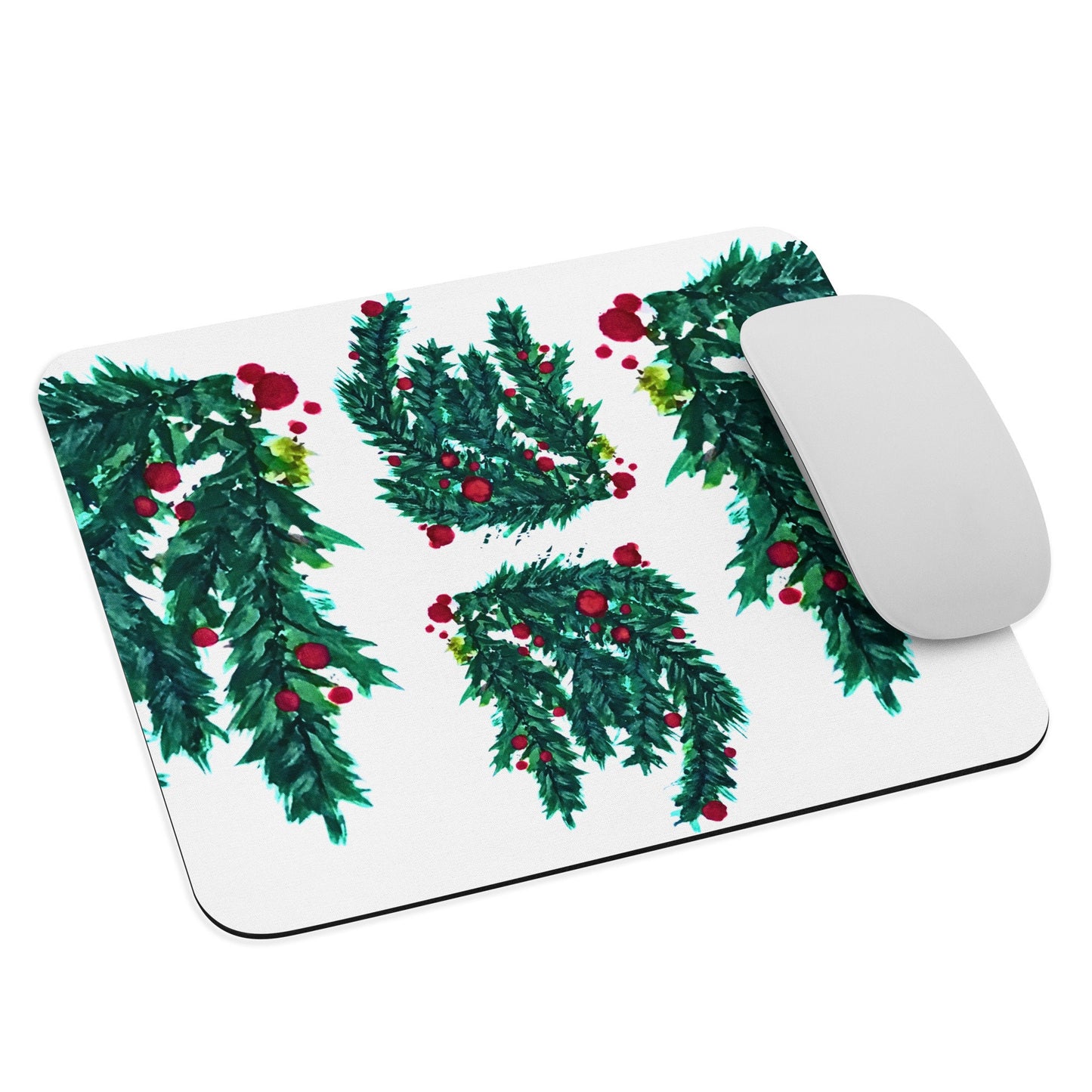 Tree Holly Holiday Mousepad,christmas mousepad,aesthetic mousepad,plant mousepad,gifts for nerds,botanical mousepad