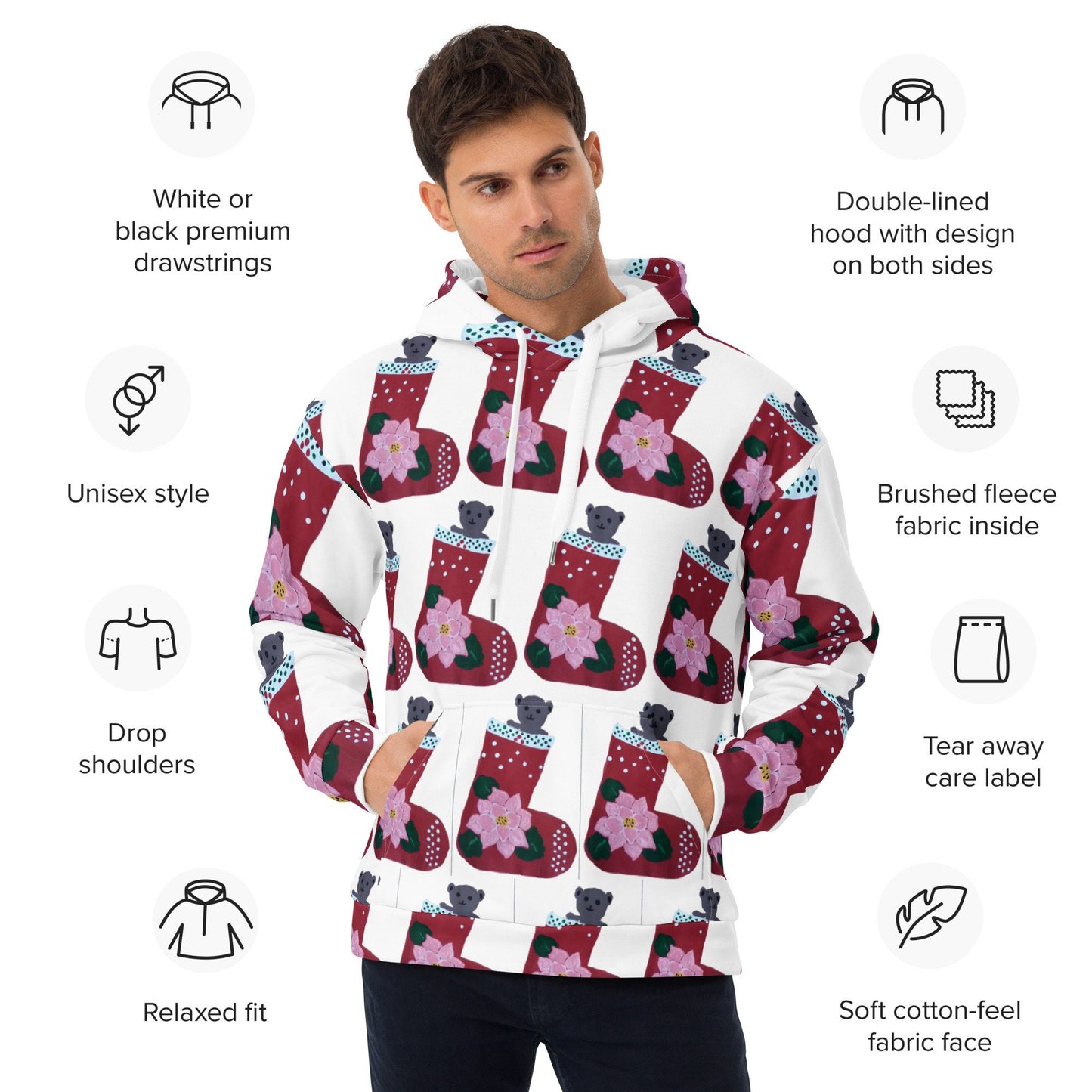 Christmas Stocking Unisex Hoodie,pullover hoodie,hoodie with pocket,holiday hoodie,seasonal hoodie,trending hoodie