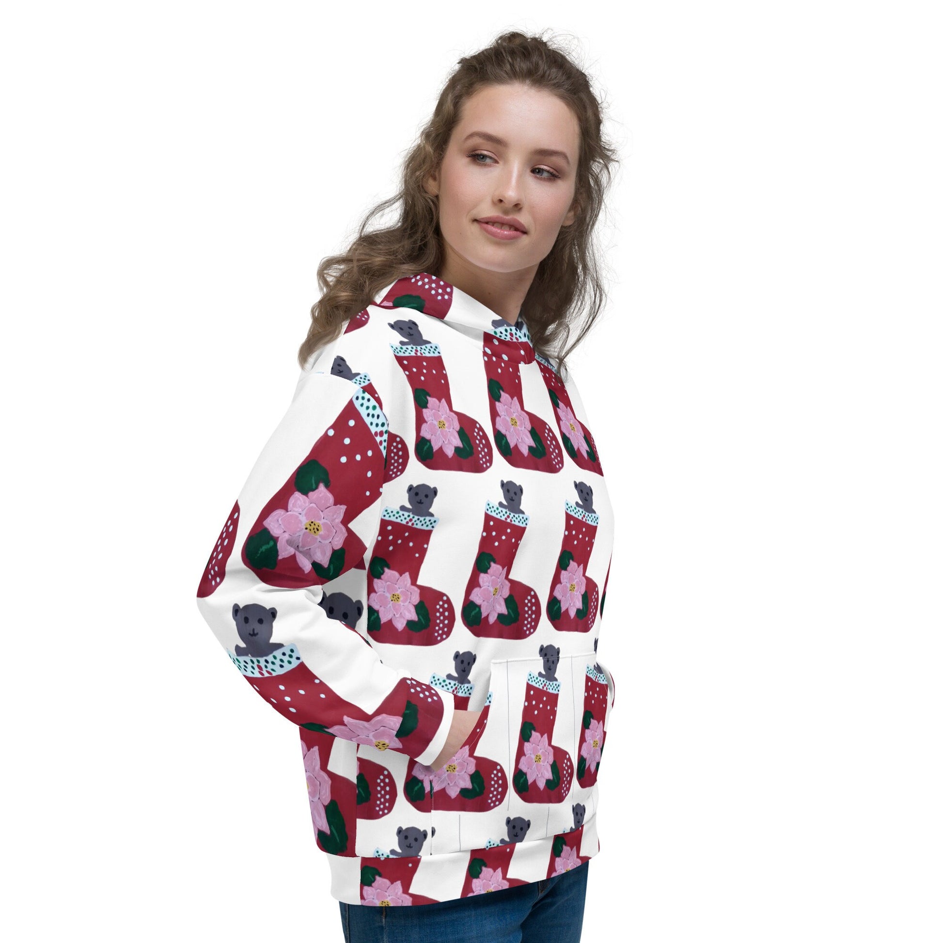 Christmas Stocking Unisex Hoodie,pullover hoodie,hoodie with pocket,holiday hoodie,seasonal hoodie,trending hoodie