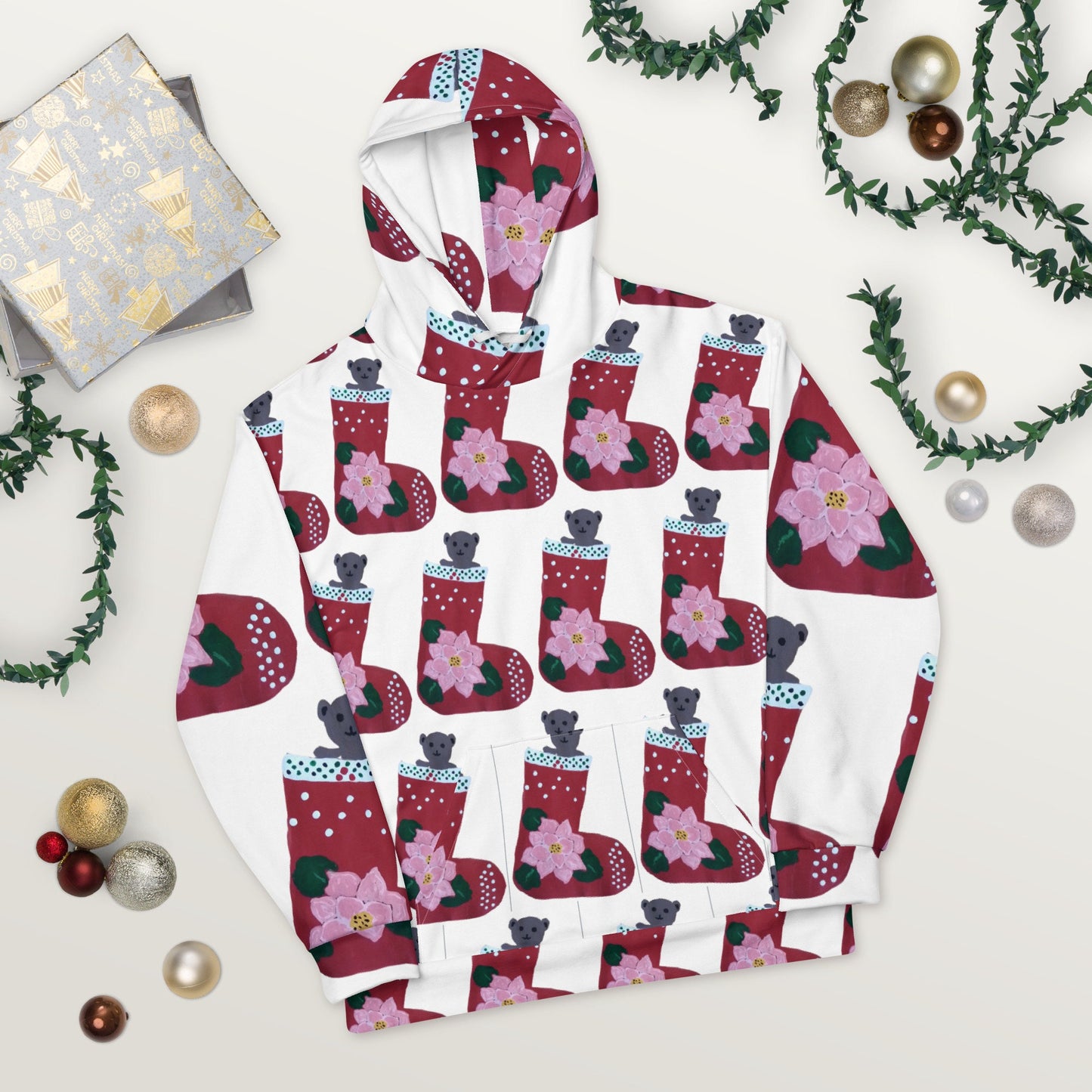 Christmas Stocking Unisex Hoodie,pullover hoodie,hoodie with pocket,holiday hoodie,seasonal hoodie,trending hoodie