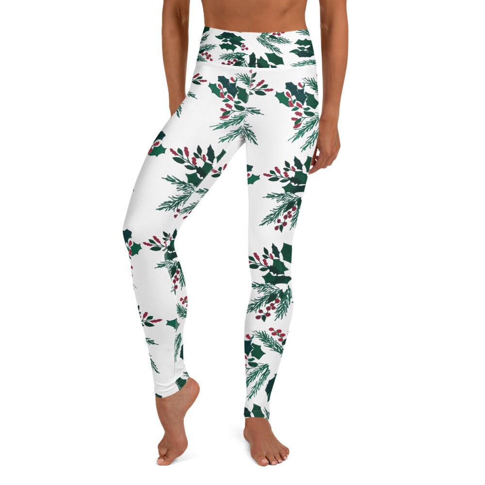 Mistletoe Yoga Leggings,super soft leggings,spandex leggings,holiday leggings,high waist leggings,christmas leggings