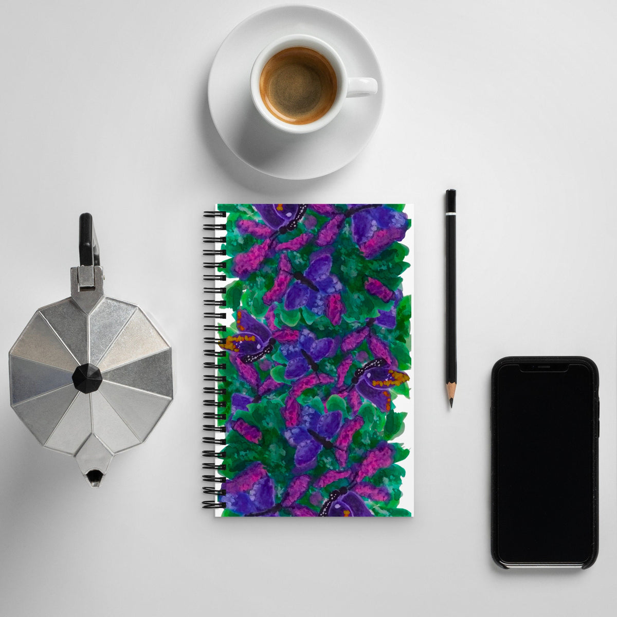 Purple Butterfly Spiral Notebook,lined notebook,gardening journal,writing journal,dream journal,composition notebook