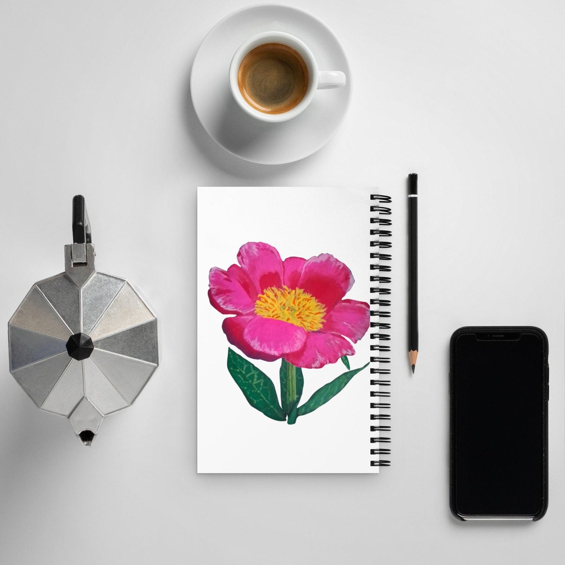Pink Flower Spiral Notebook,floral journal,lined notebook,dream journal,luxury journal,garden journal,minimalist journal
