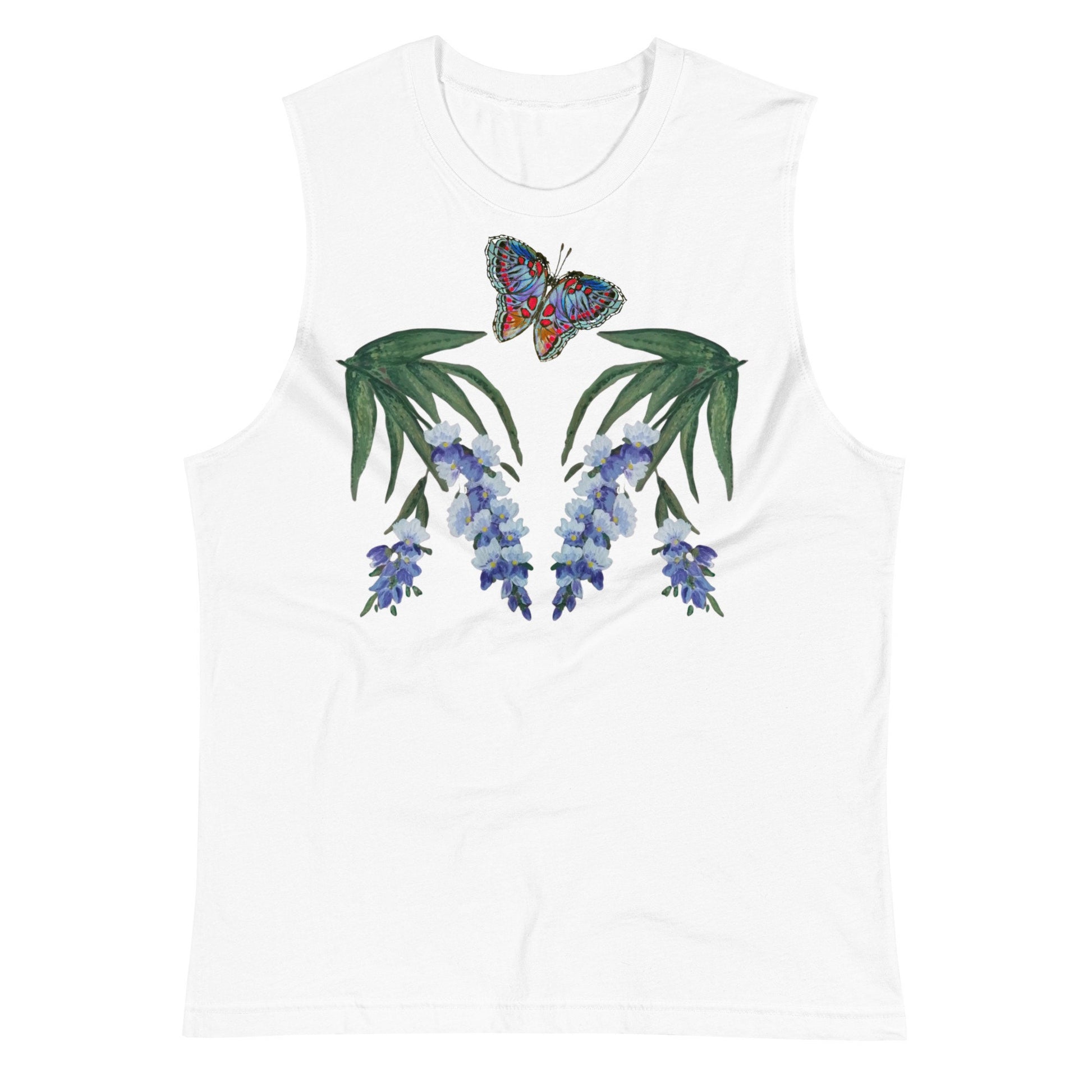 Monarch Wisteria Shirt,wildflowers shirt,botanical shirt,butterfly top,painted floral shirt,plants shirt,pastel colors