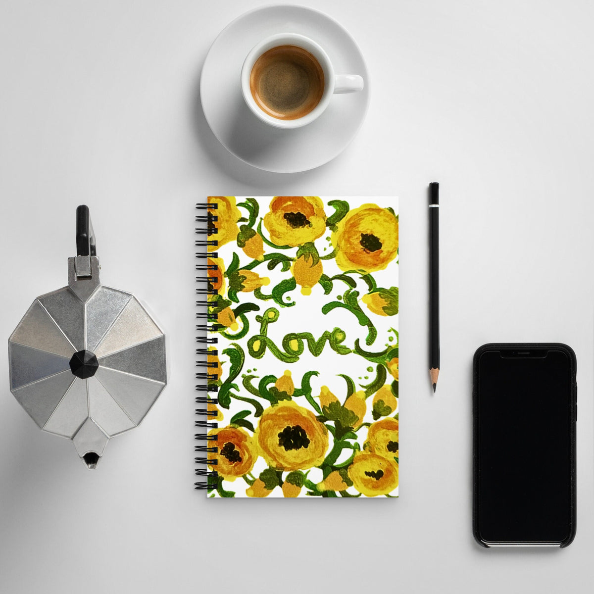 Yellow Love Spiral Notebook,love junk journal,therapy journal,anxiety journal,workout planner,recipe binder,wedding planner