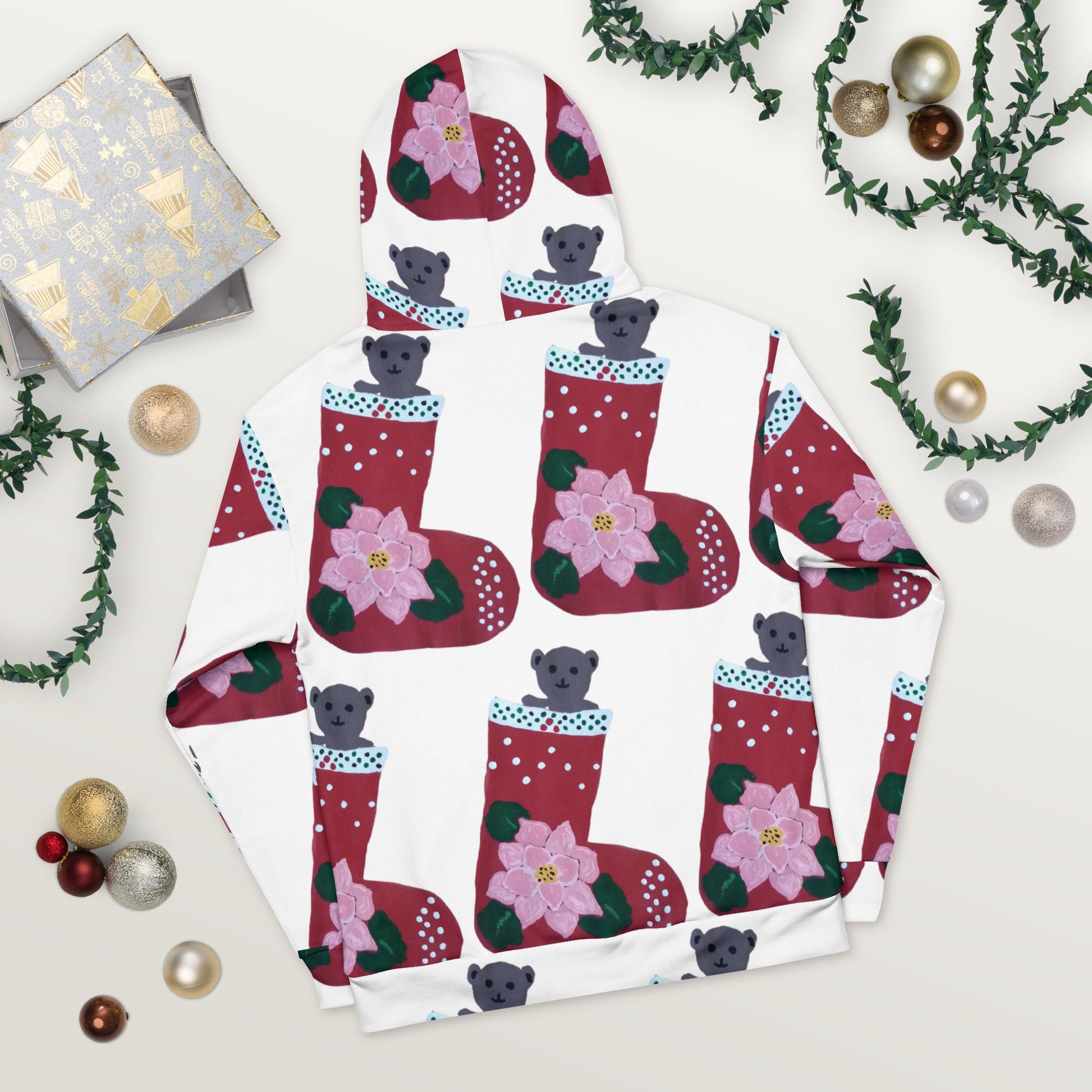 Christmas Stocking Unisex Hoodie,pullover hoodie,hoodie with pocket,holiday hoodie,seasonal hoodie,trending hoodie