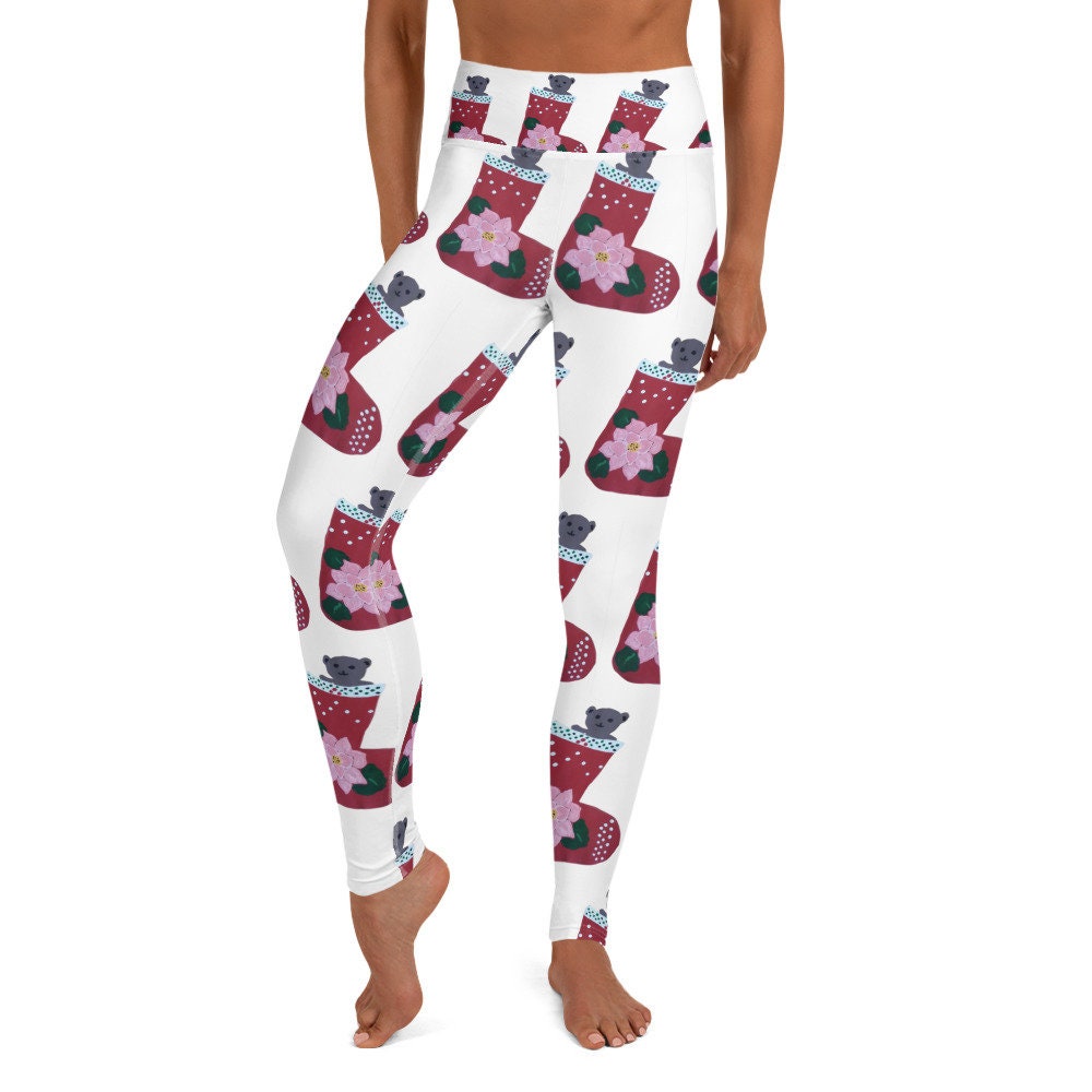 Christmas Stocking Yoga Leggings,high waist leggings,holiday leggings,workout leggings,colorful leggings,women tights,activewear