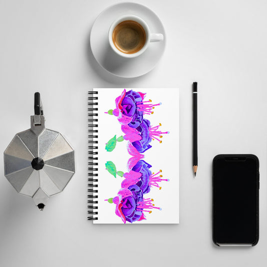 Fuchsia Spiral Notebook,floral journal,spiritual journal,composition notebook,fall junk journal,fitness journal
