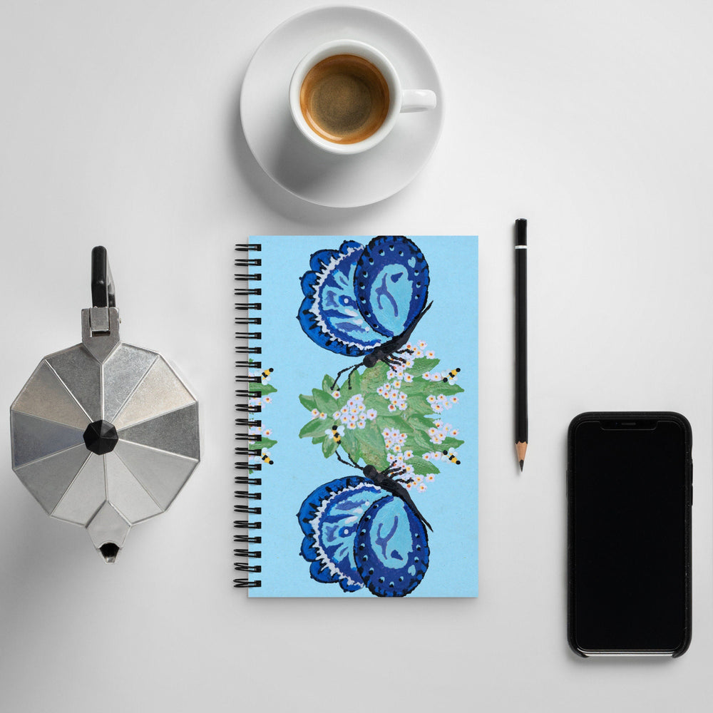 Blue Butterfly Spiral Notebook,dot journal,nature journal,fall junk journal,composition notebook,daily journal