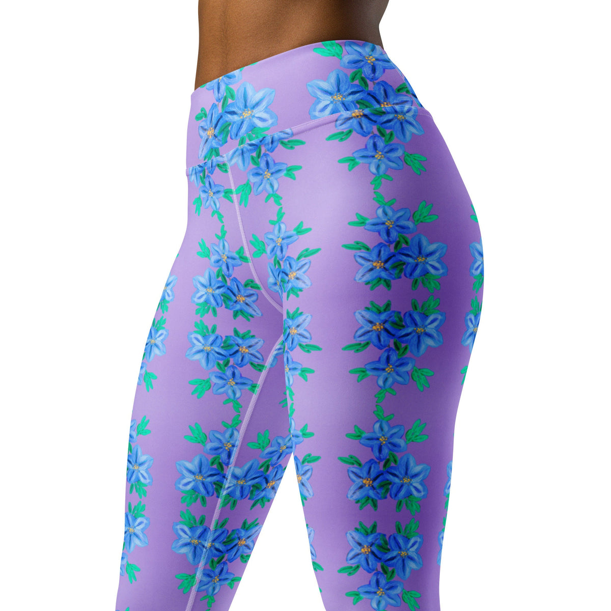 Forget Me Not Yoga Leggings,purple leggings,high waist leggings,activewear,fitness leggings,colorful leggings,fun leggings
