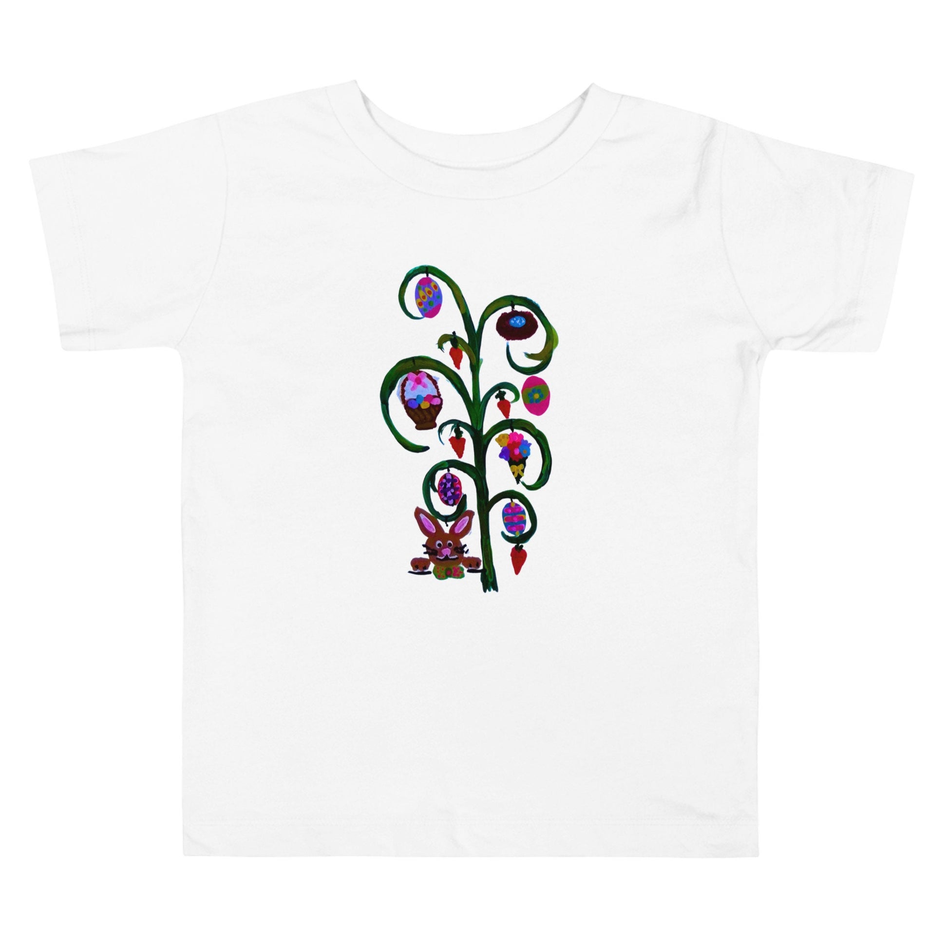Toddler Easter Short Sleeve Tee, Egg Hunt Shirt, Rabbit Lover Gift, Colorful Spring Shirt, First Easter