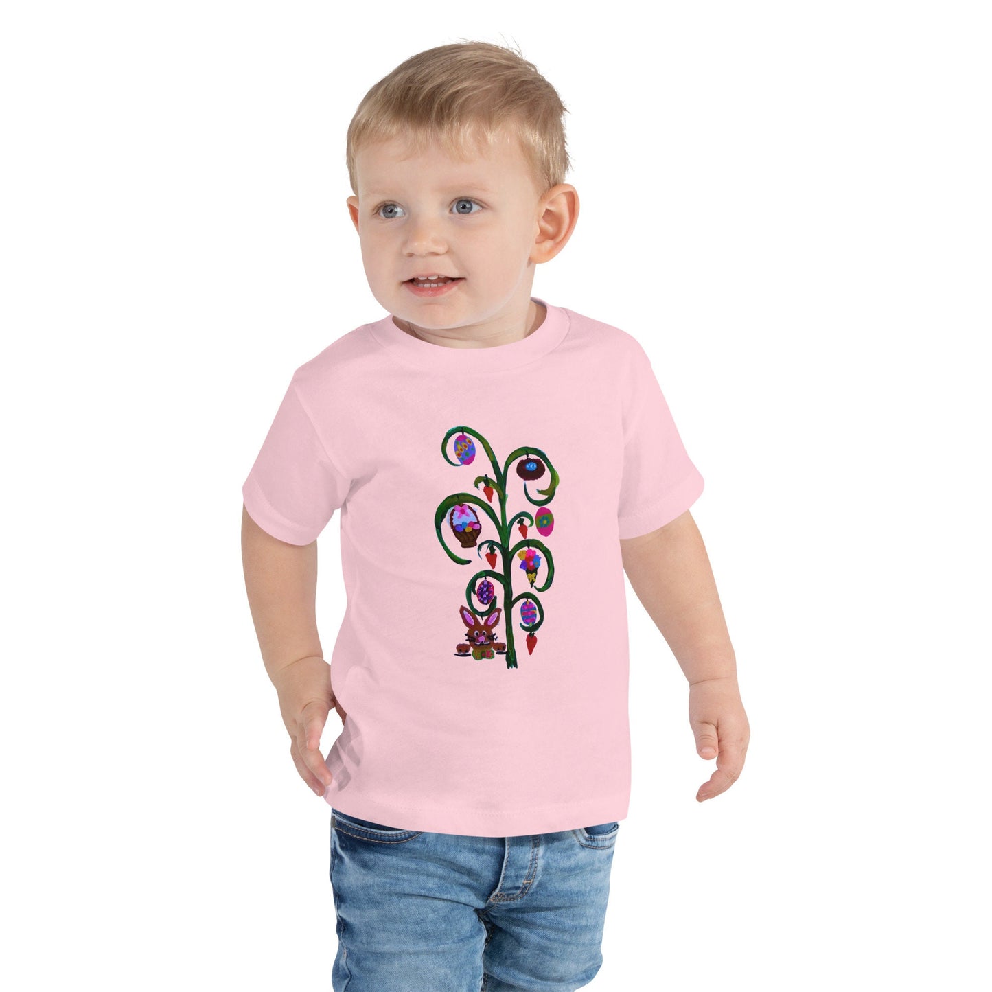Toddler Easter Short Sleeve Tee, Egg Hunt Shirt, Rabbit Lover Gift, Colorful Spring Shirt, First Easter