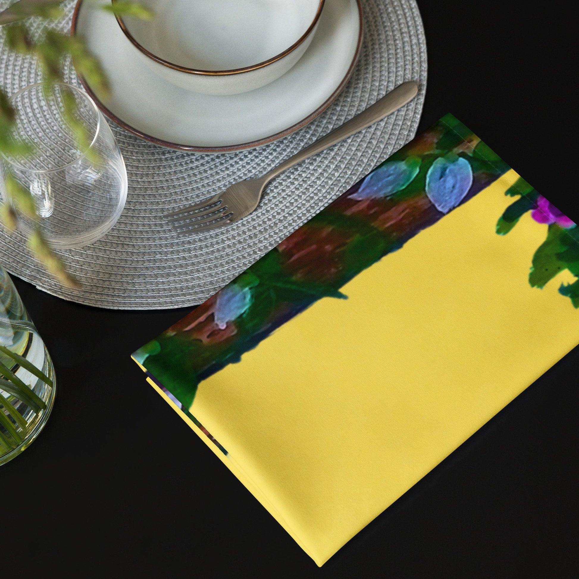 Easter Cross Cloth Napkin Set, Spring Housewears, Holiday Decor, Colorful Design