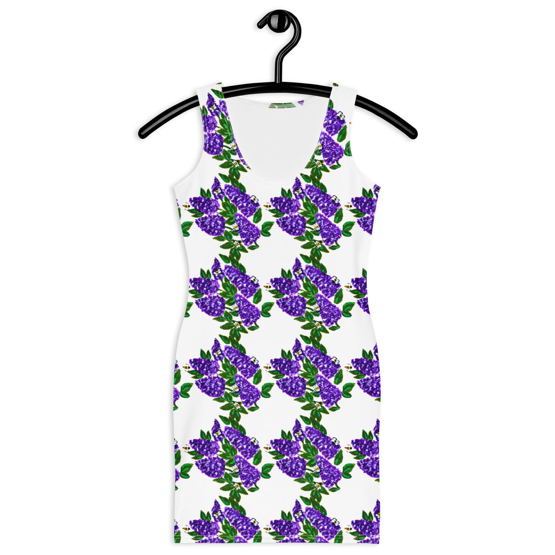 Purple Lilac Bodycon Pattern Dress,Womens Sleeveless Spring Casual Secretary Outfit, Colorful Sexy Clothing