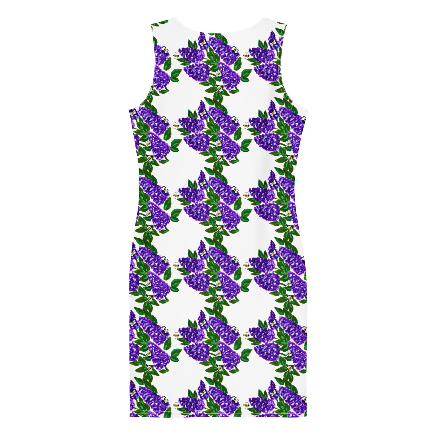 Purple Lilac Bodycon Pattern Dress,Womens Sleeveless Spring Casual Secretary Outfit, Colorful Sexy Clothing